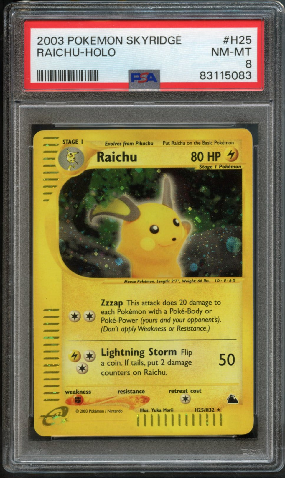 Raichu #H25 PSA 8 Skyridge、mySite、waistdrama