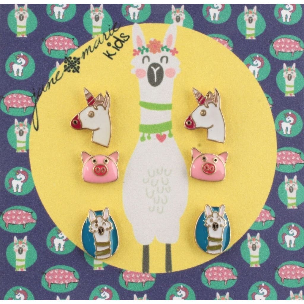 Girl's Fashion Necklaces and Earring Sets-Pink Pig, Unicorn, Llama by Jane Marie、mySite、g9winljtr