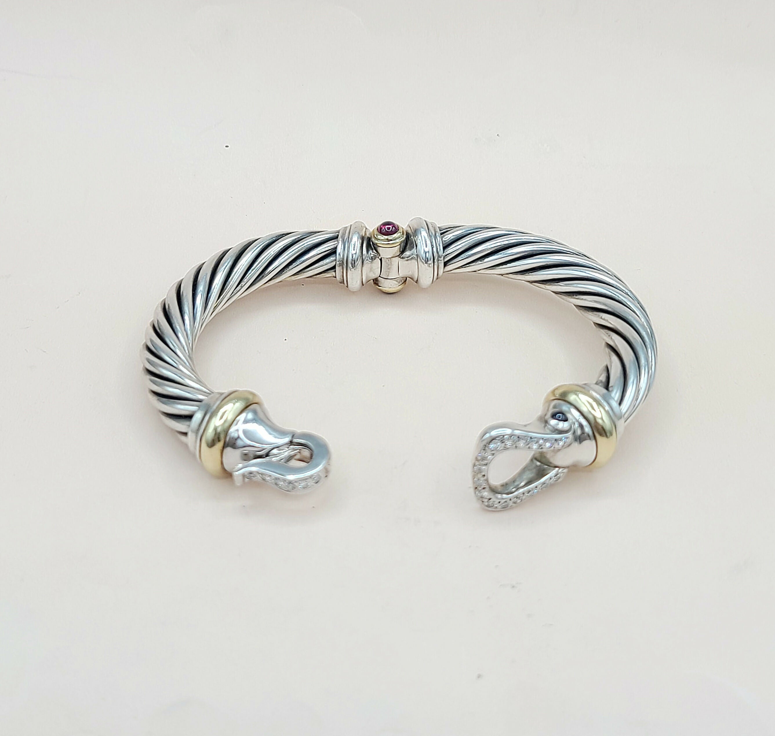 David Yurman 10mm Cable Buckle Bracelet Garnet & Diamonds、mySite、hinf8tx79