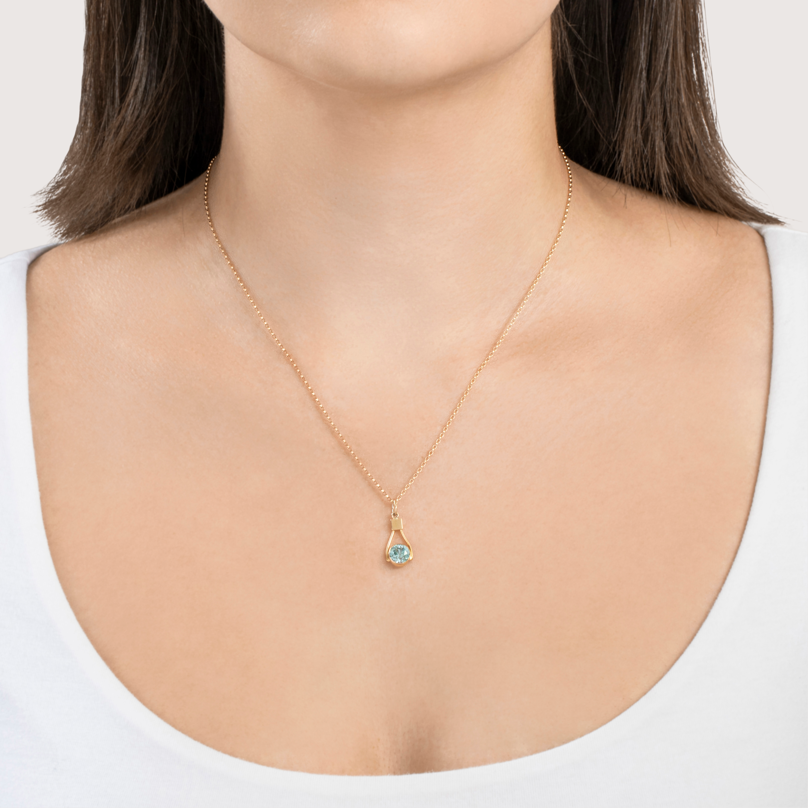 Vintage 10k Yellow Gold 1.5ct Blue Zircon Brilliant Modern Pendant、mySite、hinf8tx79