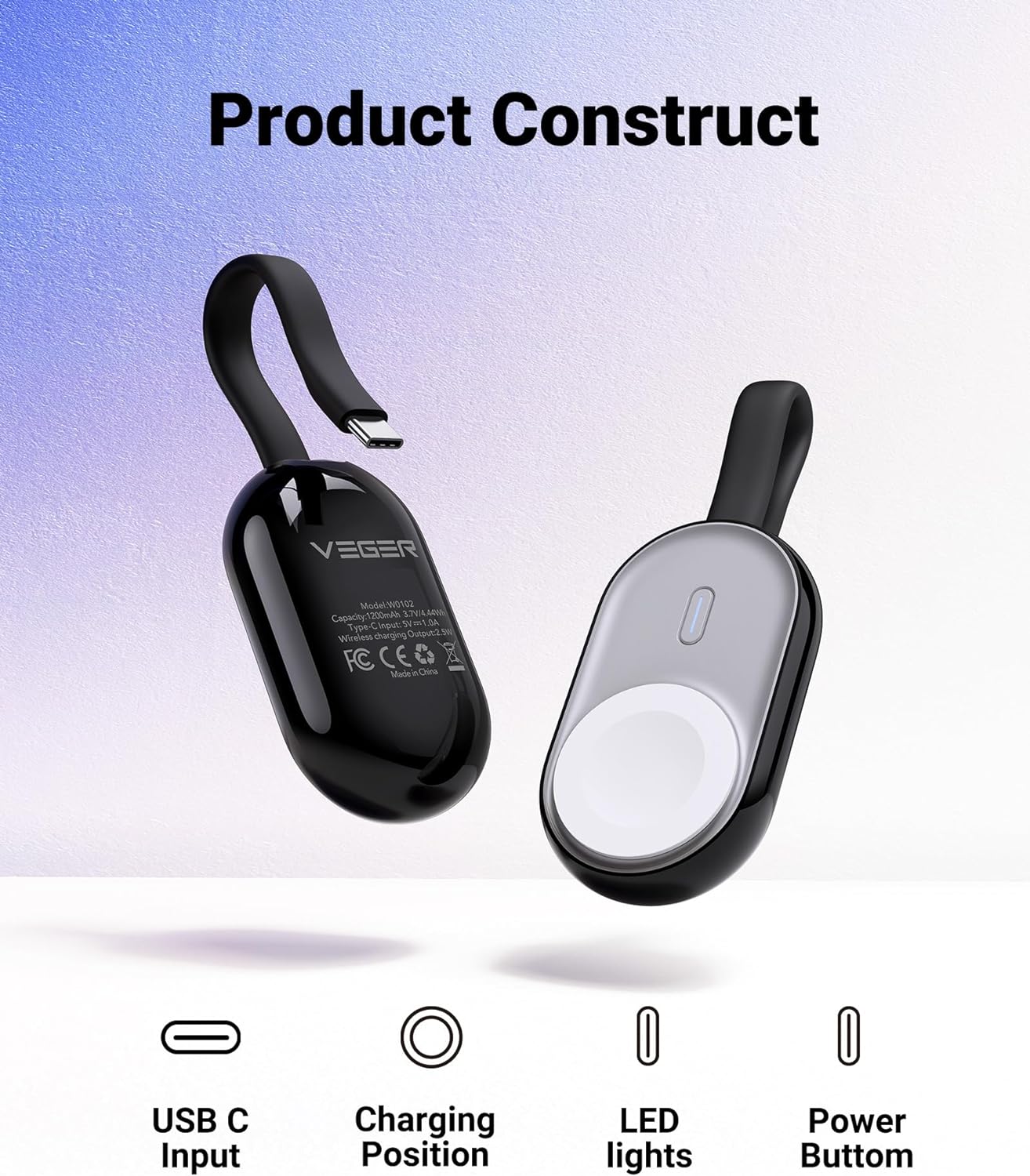 1200mAh with Built in Cable, Super Compact Wireless Charger for Apple Watch、mySite、fannypackpong