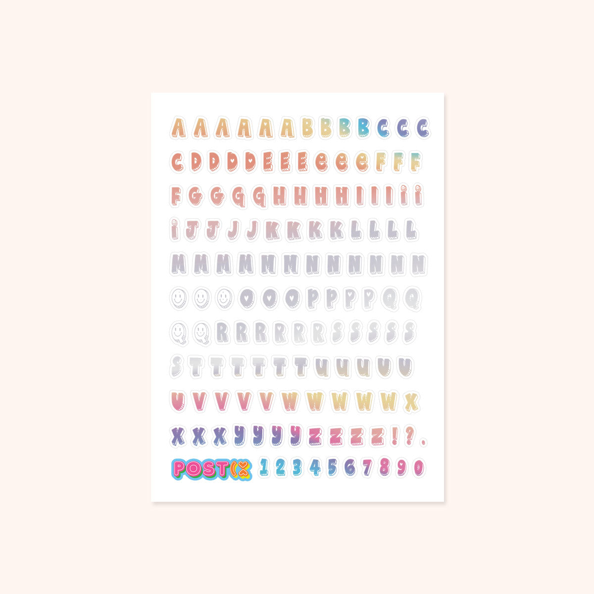 Happy Alphabet A6 Hologram Foil Sticker Sheet、mySite、ghnorth