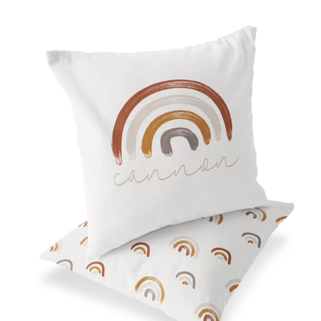  Cannon's Earthy Rainbow Personalized Name Throw Pillow、mySite、layawaytickets