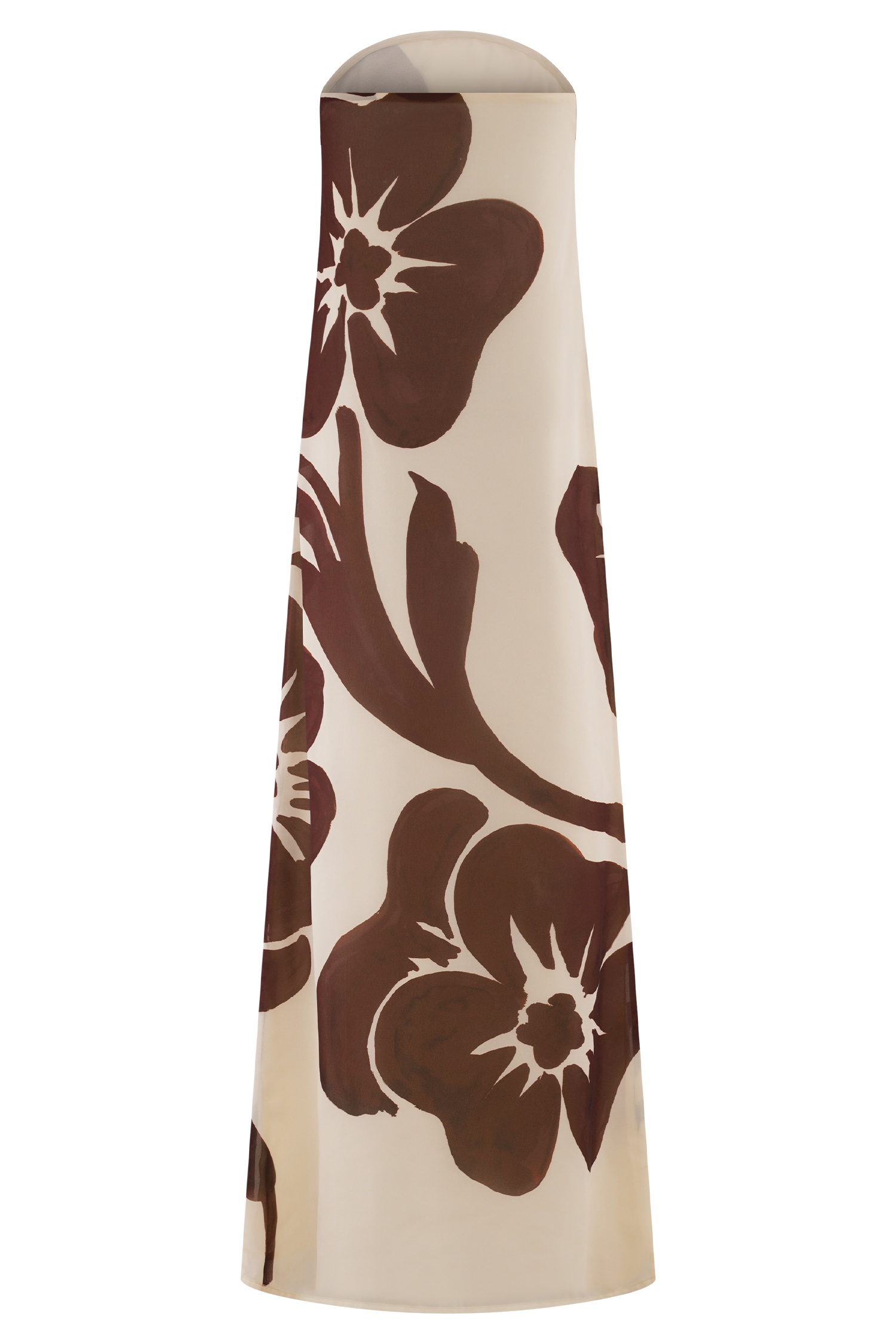Amaya Strapless Chiffon Maxi Dress - Brown Deco Fleur Print、mySite、solidvoid