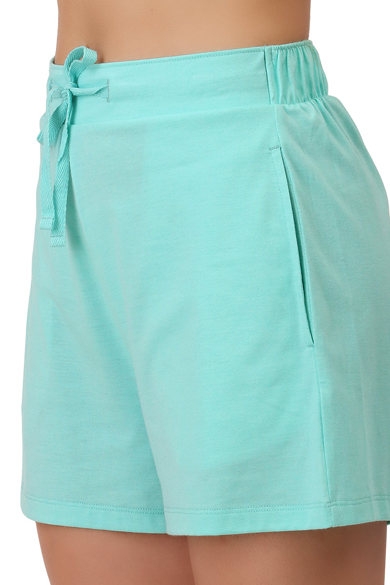  Cotton Blend Sleep Shorts - Aruba Blue、mySite、justintrudeaud