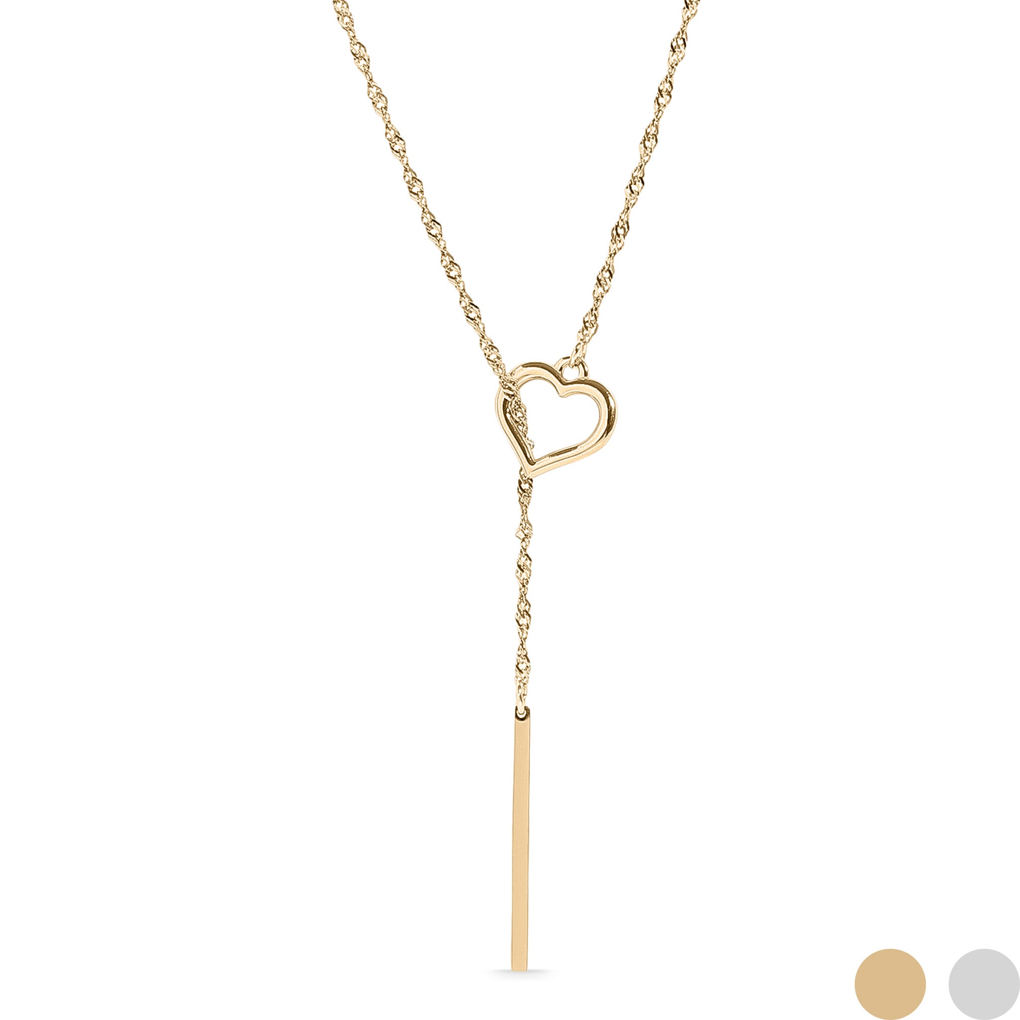 18K Gold PVD Stainless Steel Heart with Drop Bar Lariat Necklace / CHN0057、mySite、dreamappss