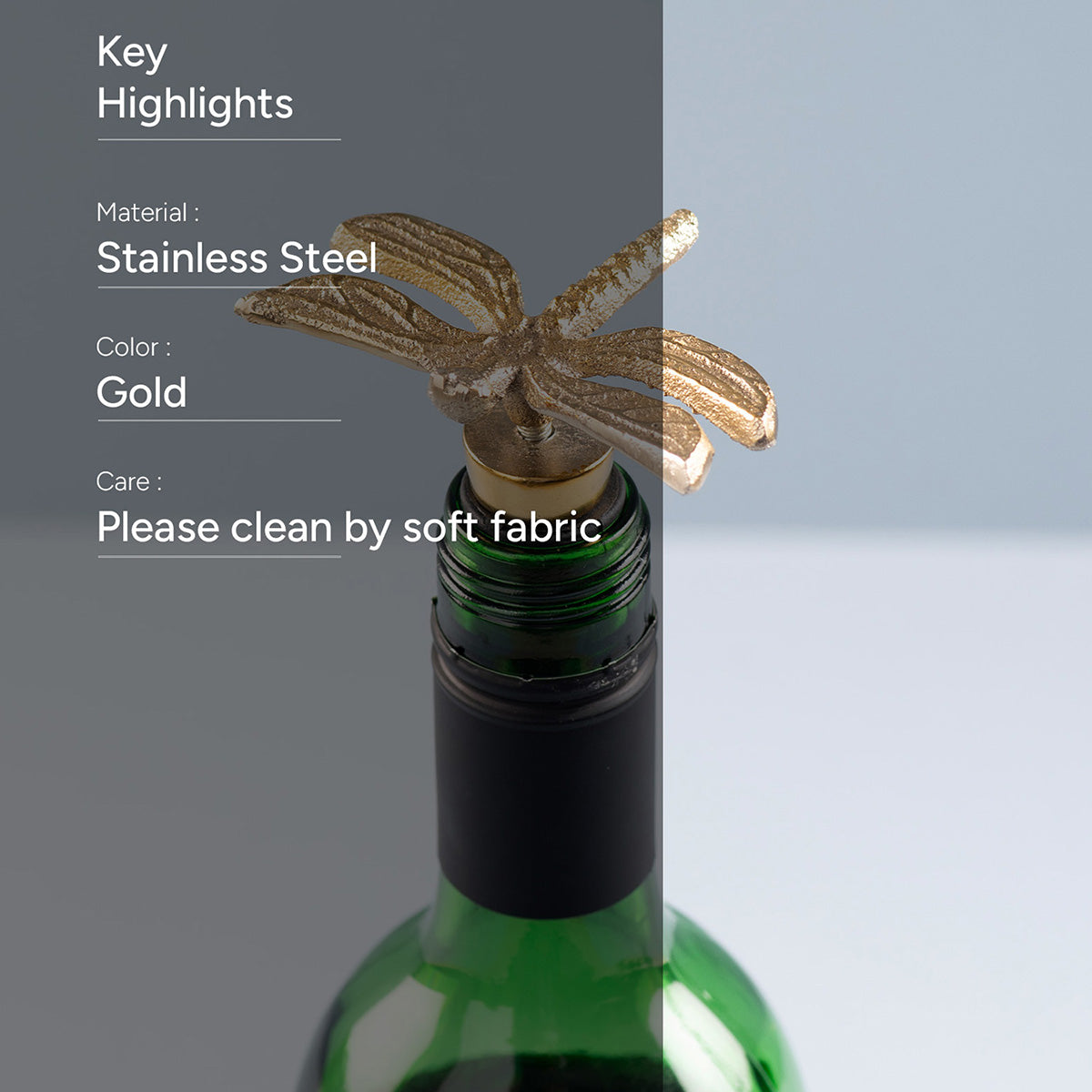 Stainless Steel Bottle Stoper | Dragonfly Shape | Gold、mySite、camillekostekn