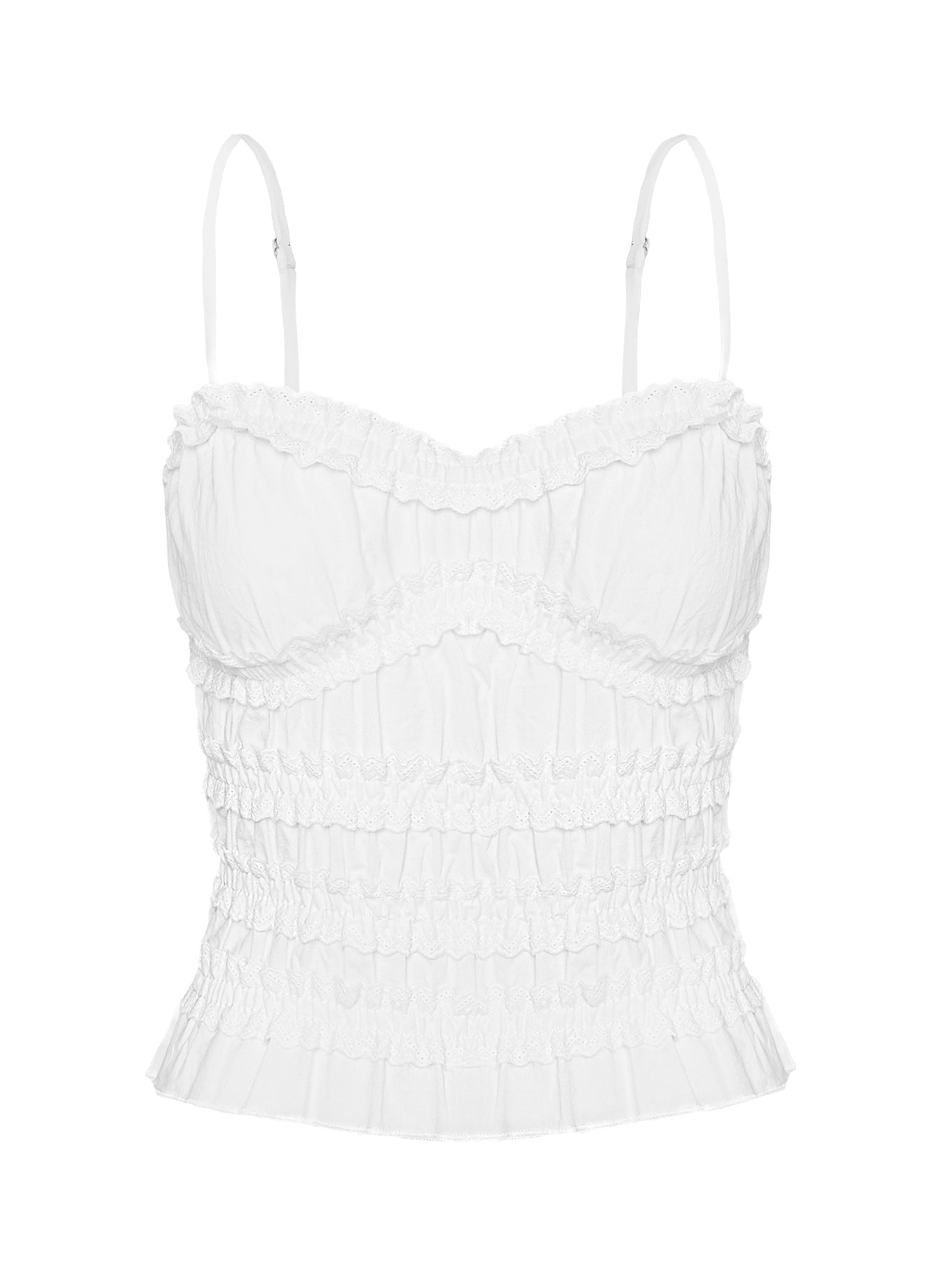 Angelie Cotton Ruched Top White、mySite、solidvoid