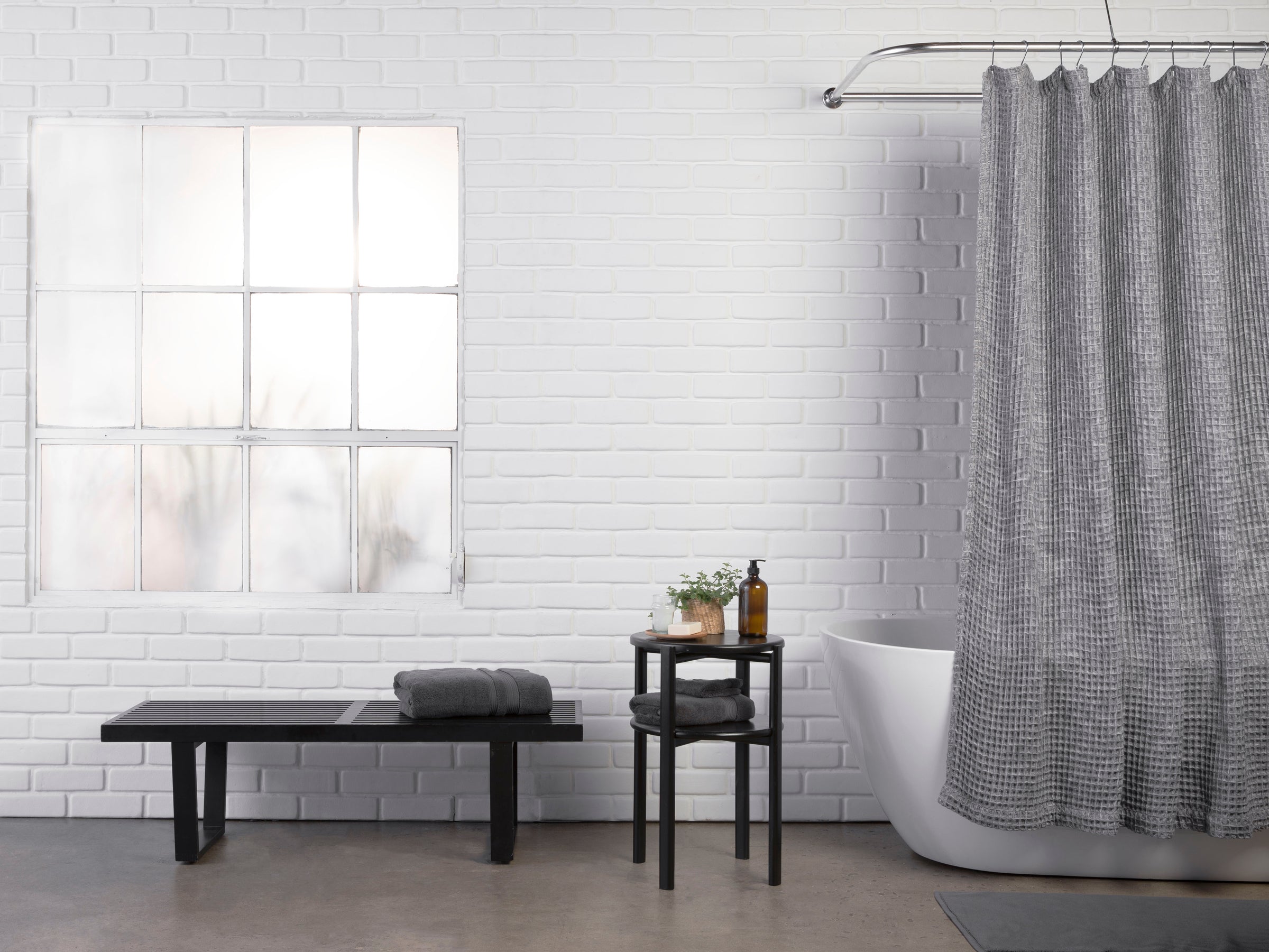  Waffle Shower Curtain (Grey)、mySite、sugarbowlscore