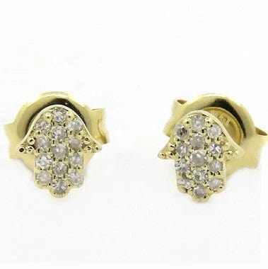 Diamond Hamsa Earrings - 14k White or Yellow Gold、mySite、topwebapps