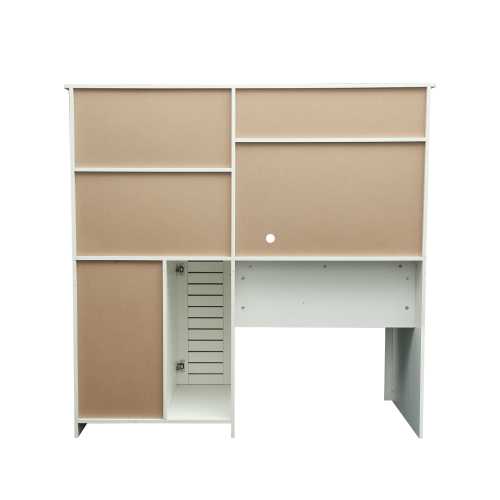 Home Office Computer Desk with Hutch, Antiqued White finish、、casual