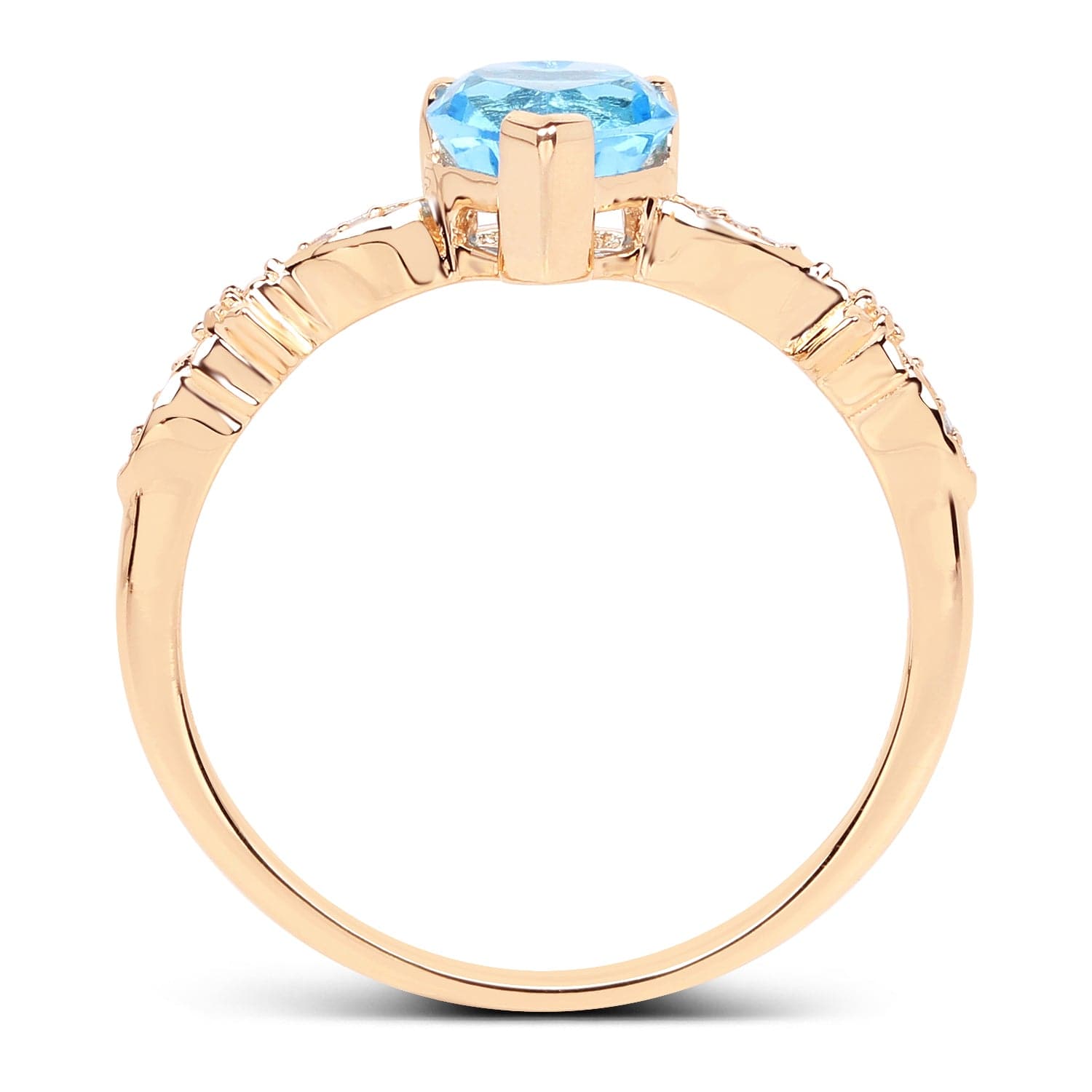 Blue Topaz Heart Ring with Twinkling Diamonds in 14K Yellow Gold、mySite、g9winljtr
