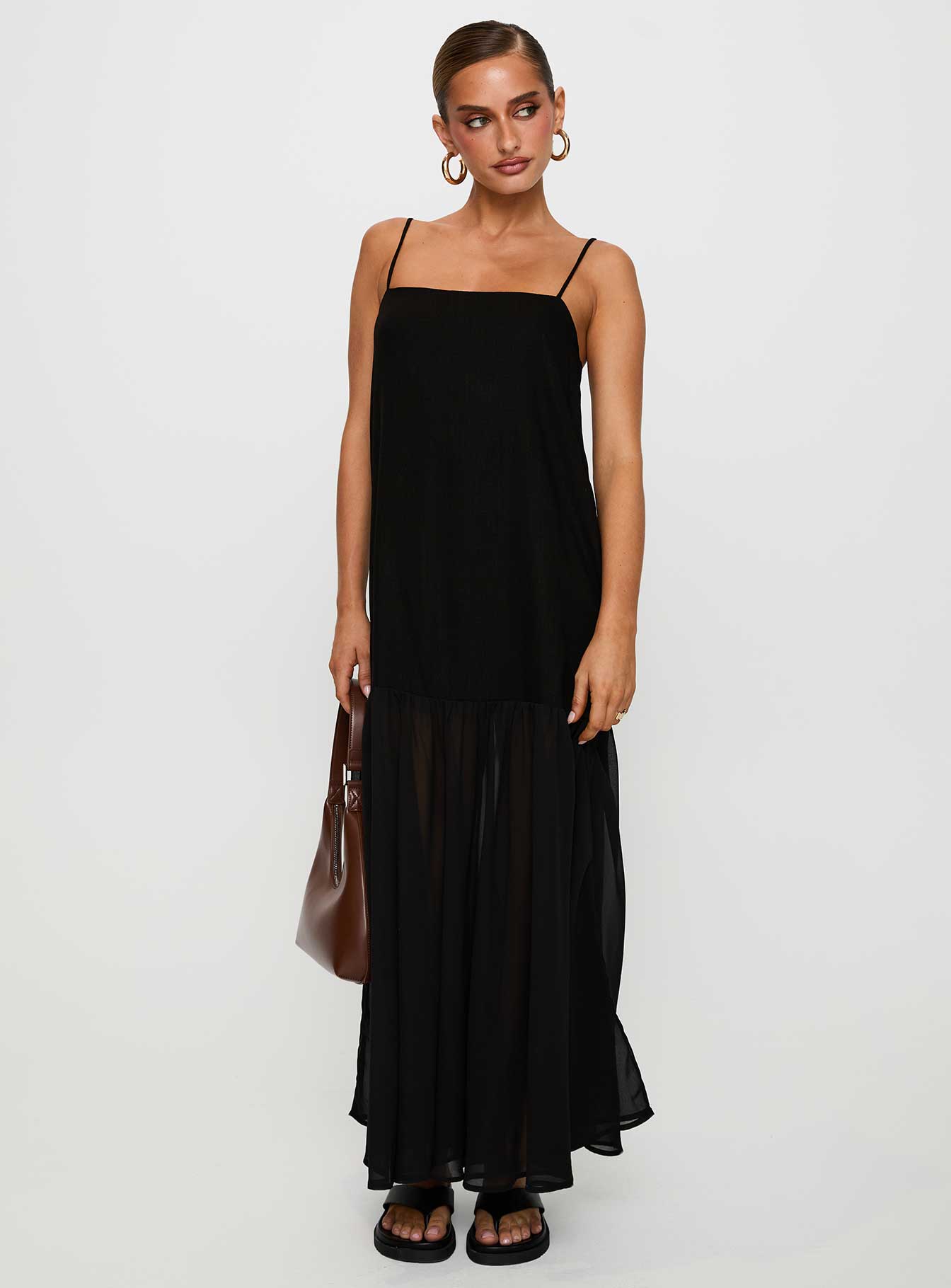 Iskra Drop Waist Maxi Dress Black、mySite、solidvoid