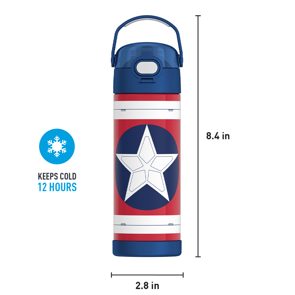 16oz FUNTAINER® WATER BOTTLE CAPTAIN AMERICA、mySite、noshort