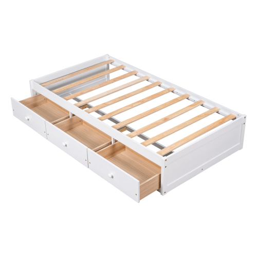 Orisfur. Twin Size Platform Storage Bed with 3 Drawers、、casual