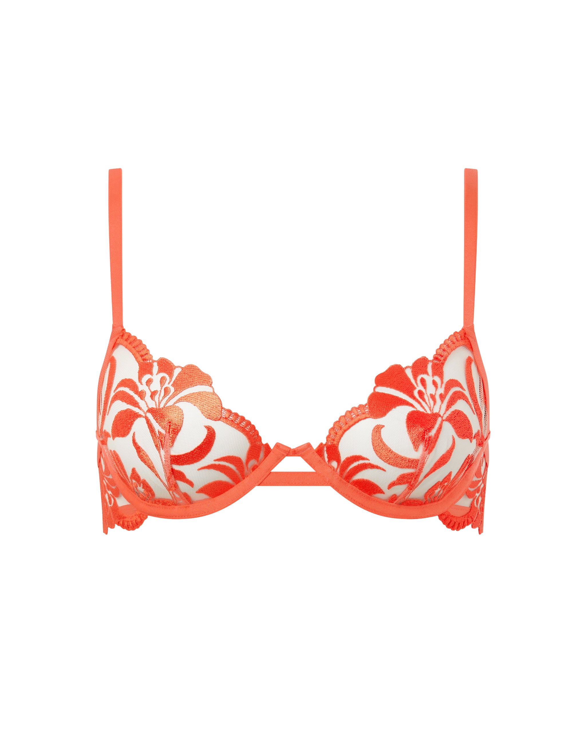 Leonora Floral Embroidered Bra Coral、mySite、bengalsvssteelers