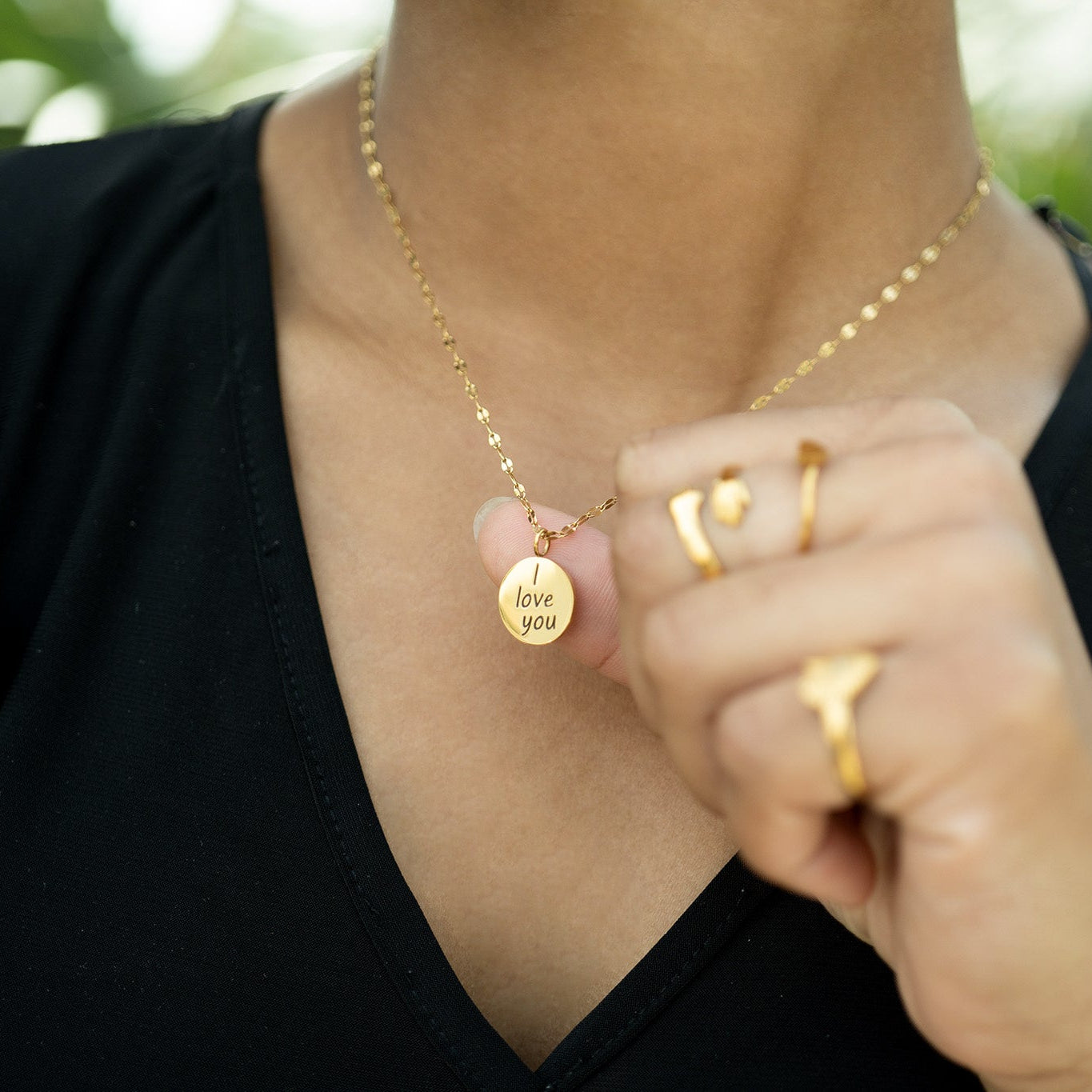 18K Gold PVD Stainless Steel I Love You Language Charm / PDL0260、mySite、dreamappss