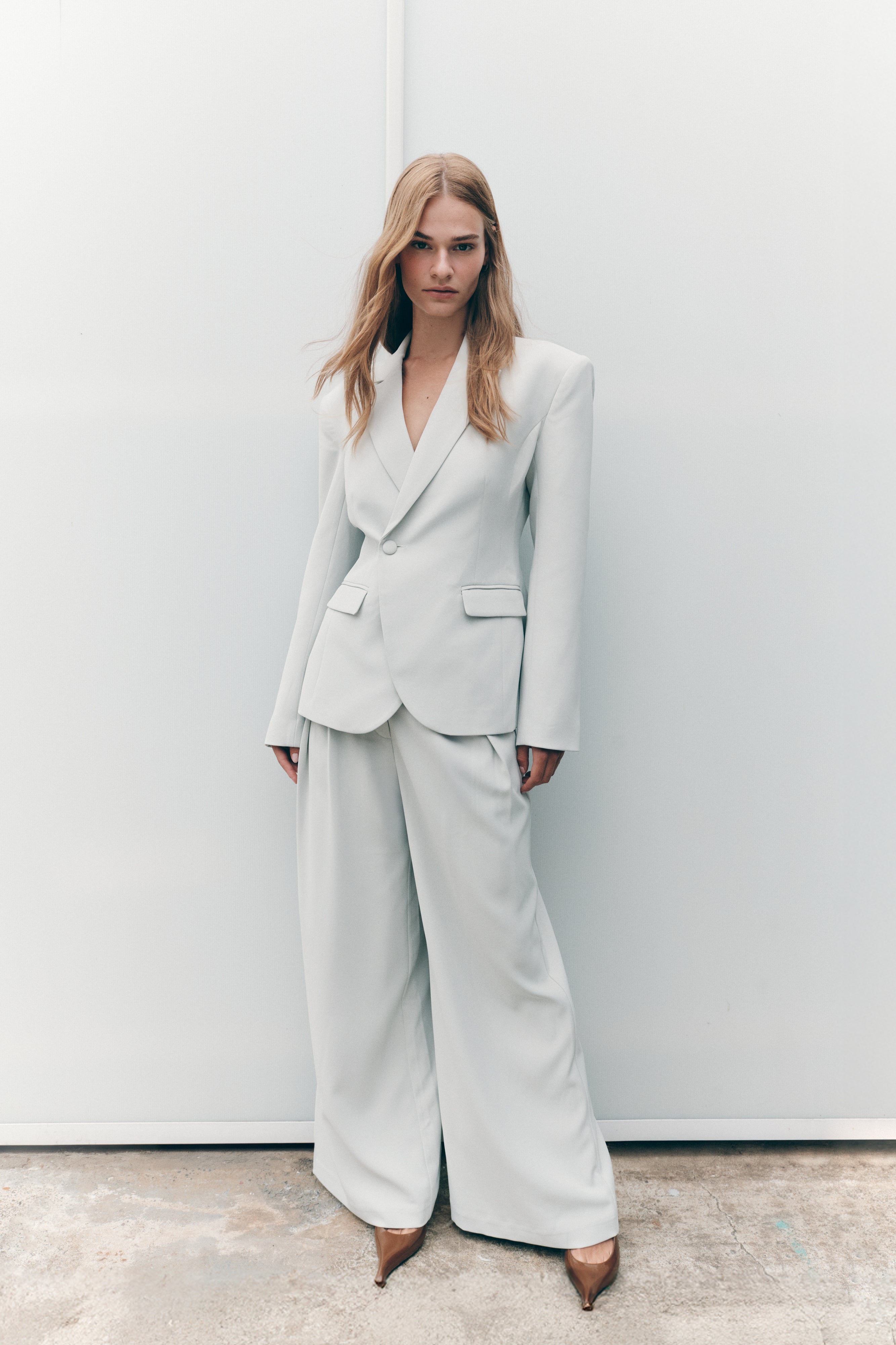 Jameson Cinched Suiting Blazer - Light Sage、mySite、solidvoid