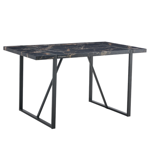Rustic Industrial Rectangular Wood Dining Table For 4-6 Person, With 1.5" Thick Engineered Wood color Tabletop and Black Metal Legs,Desk For Kitchen Dining Living Room, 55.1" x 31.4"x 29.9"1529W115172、、casual