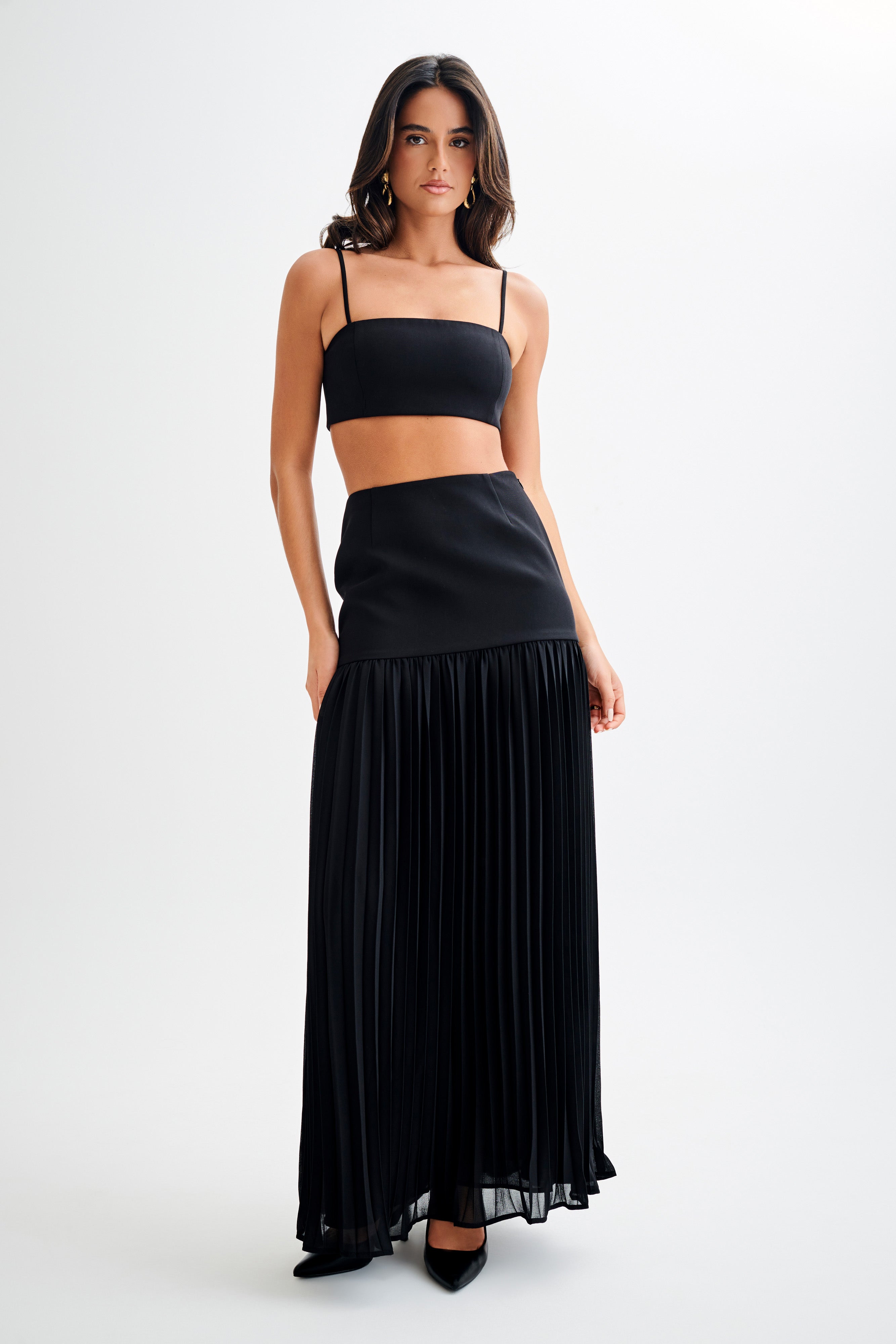 Jillian Pleated Maxi Skirt - Black、mySite、solidvoid