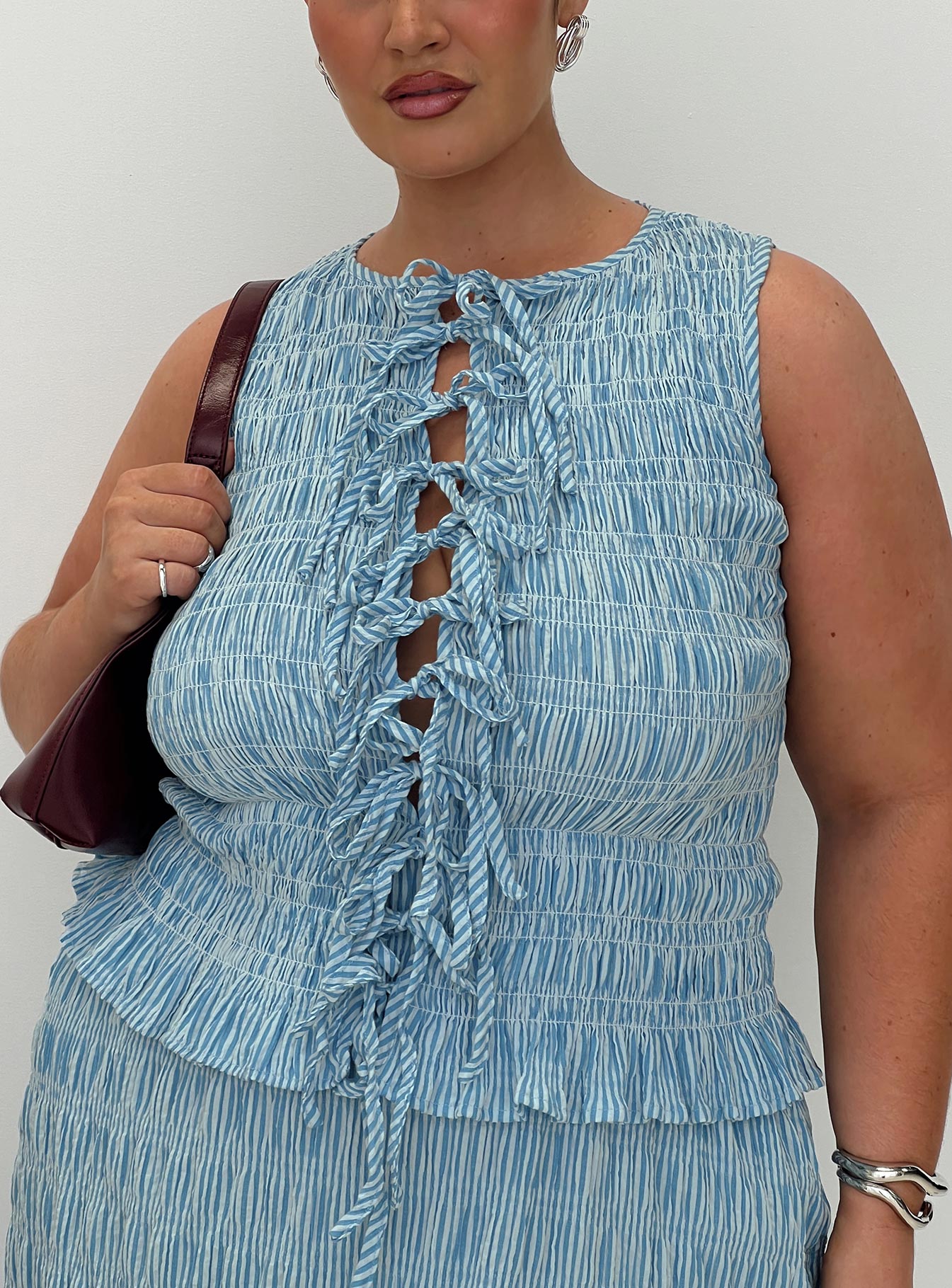 Songbird Shirred Maxi Dress Blue Curve、mySite、solidvoid