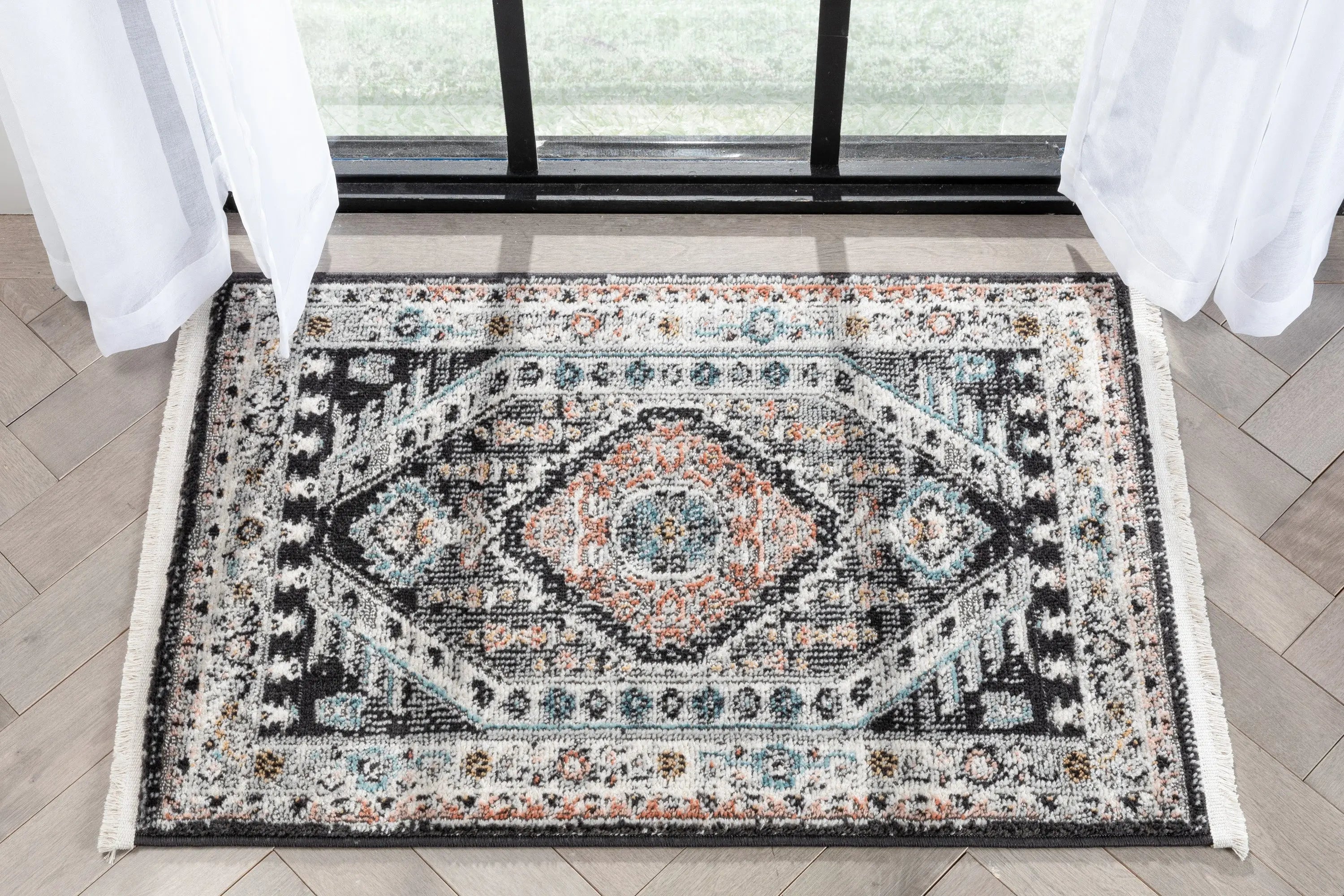 Julita Vintage Bohemian Aztec Tribal Black Rug、mySite、gigharbornorthrealestate