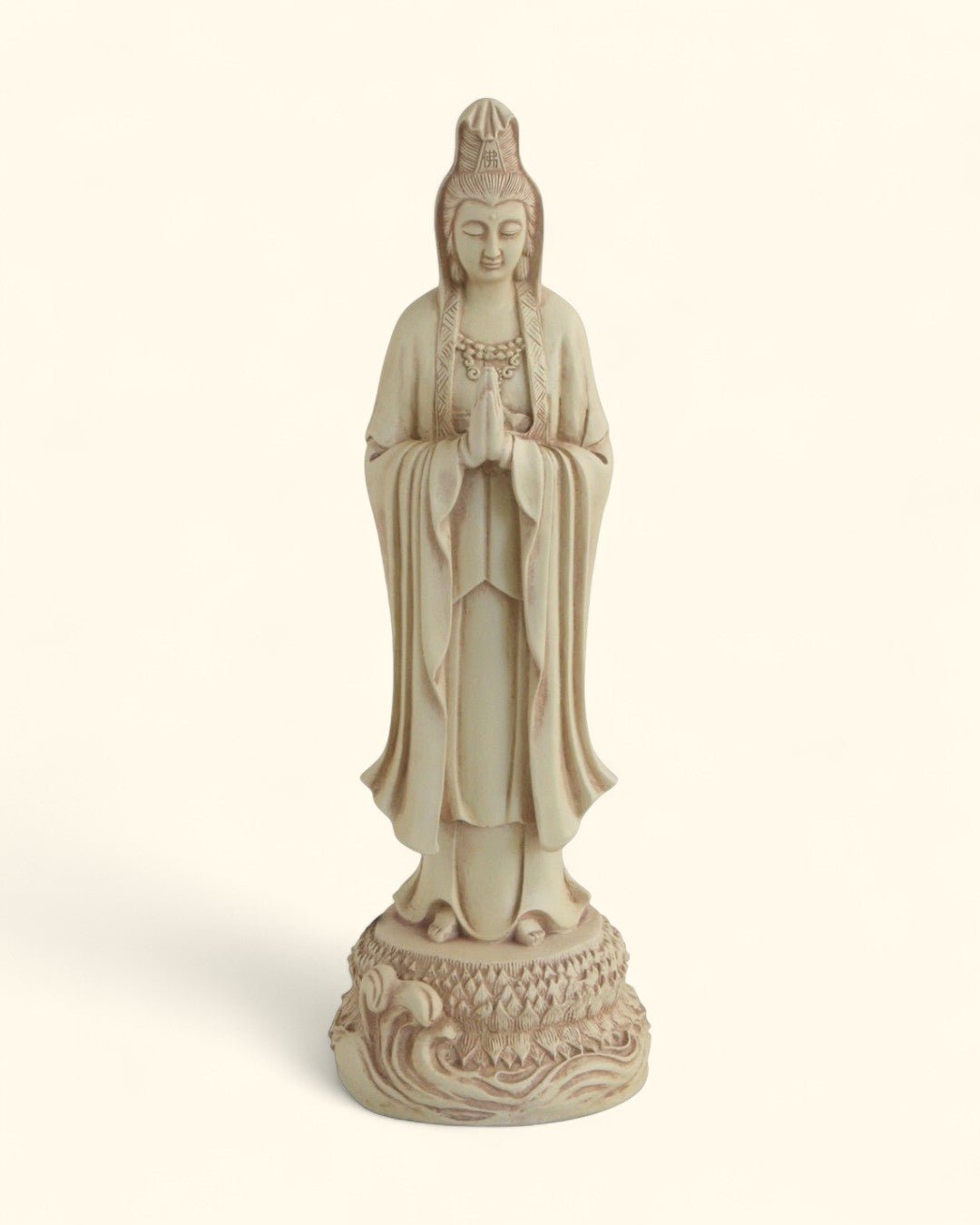 Serene Praying Kuan Yin Statue in Stone Finish、mySite、topwebapps
