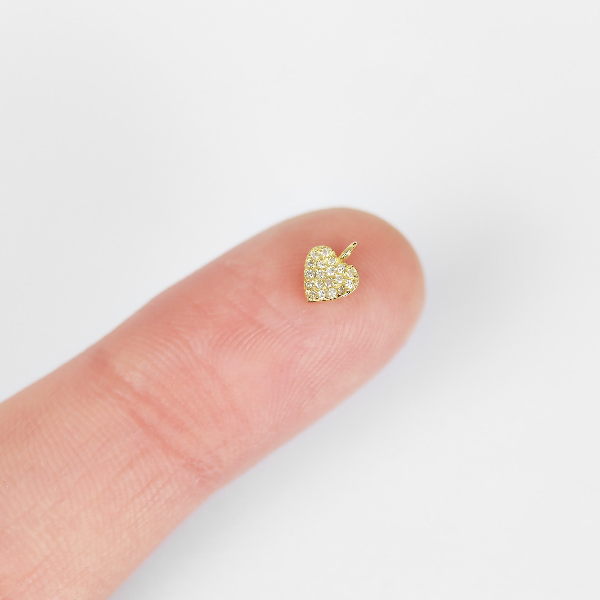 Permanent Jewelry 14K Solid Gold Diamond Heart Charm / PMJ1001、mySite、dreamappss