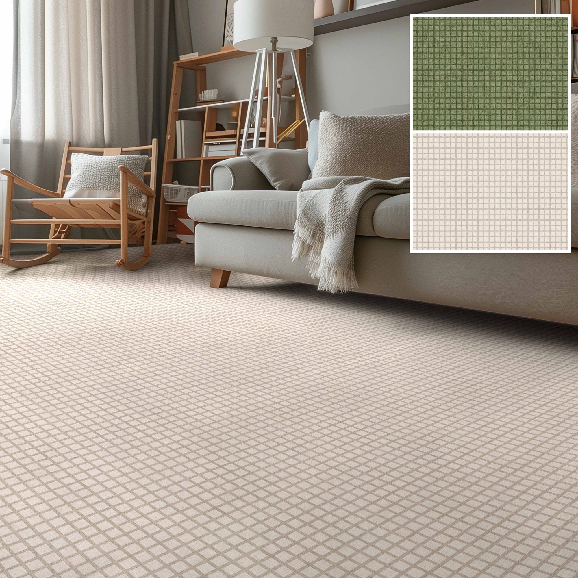 Ulfred Custom Rug - Monochrome Grid , Low Pile, Easy Clean, Personalized Sizes、mySite、gigharbornorthrealestate