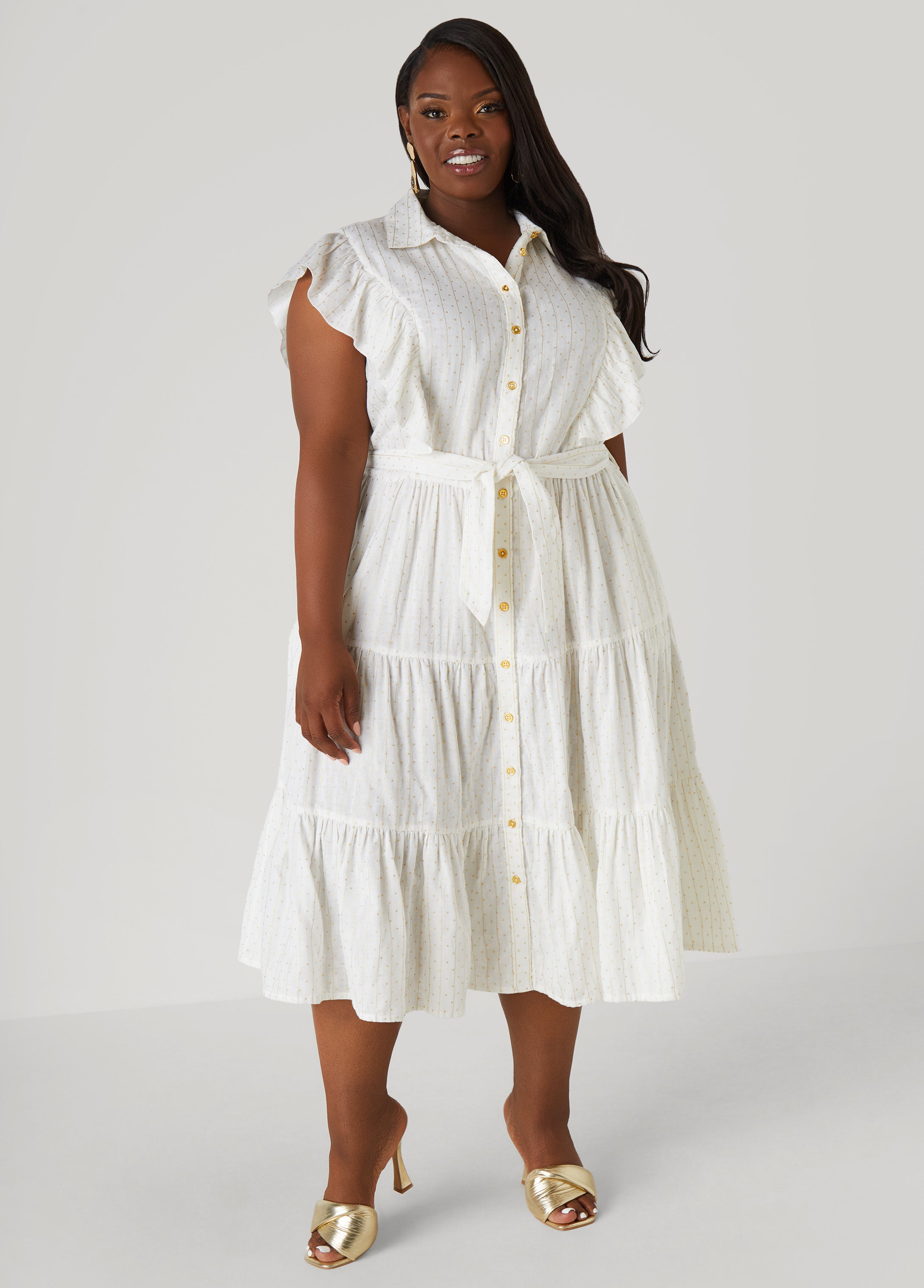 Metallic Print Cotton Midaxi Dress、mySite、bengalsvssteelers