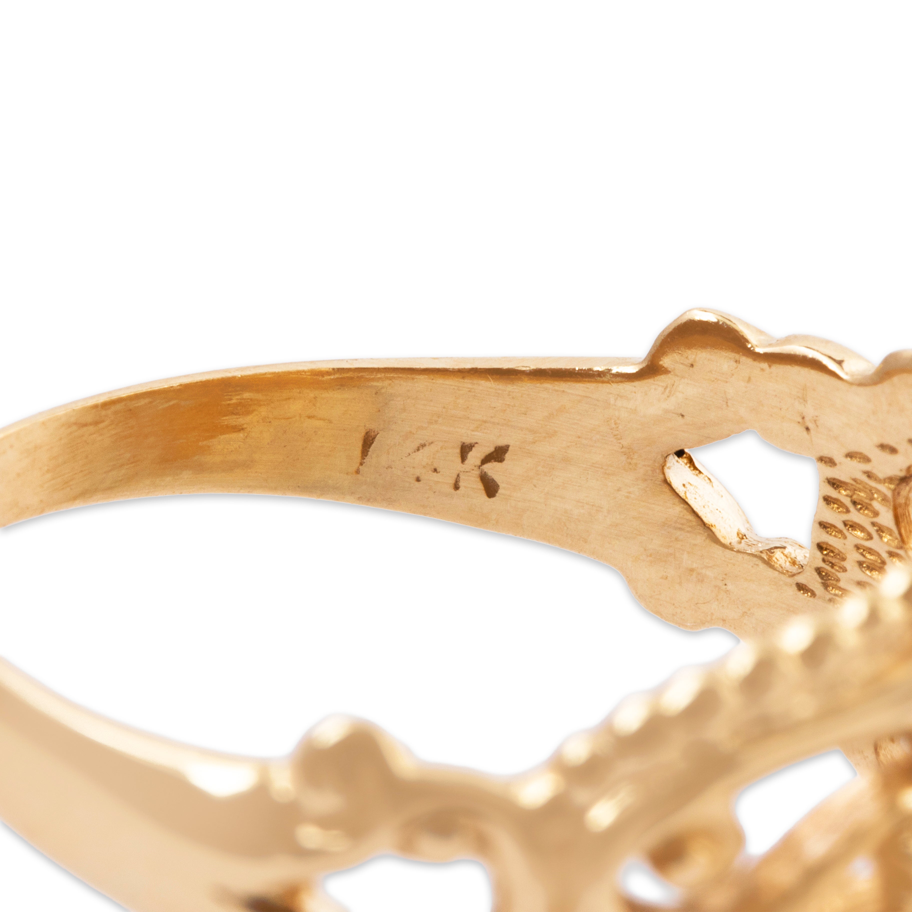 Vintage 14k Yellow Gold .282cttw Diamond Openwork Crown Ring 8.25、mySite、hinf8tx79