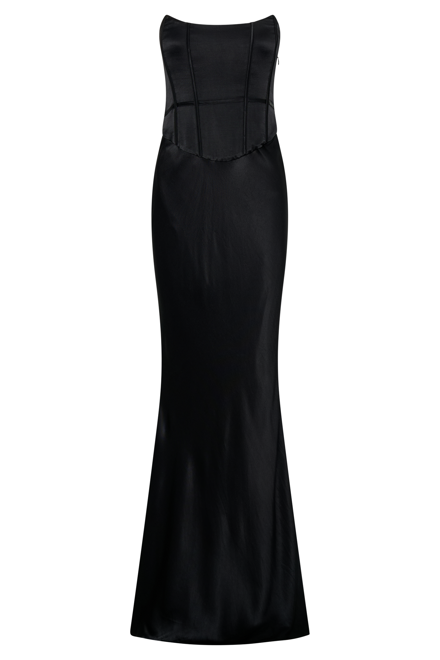 Harlow Satin Strapless Maxi Dress - Black、mySite、solidvoid