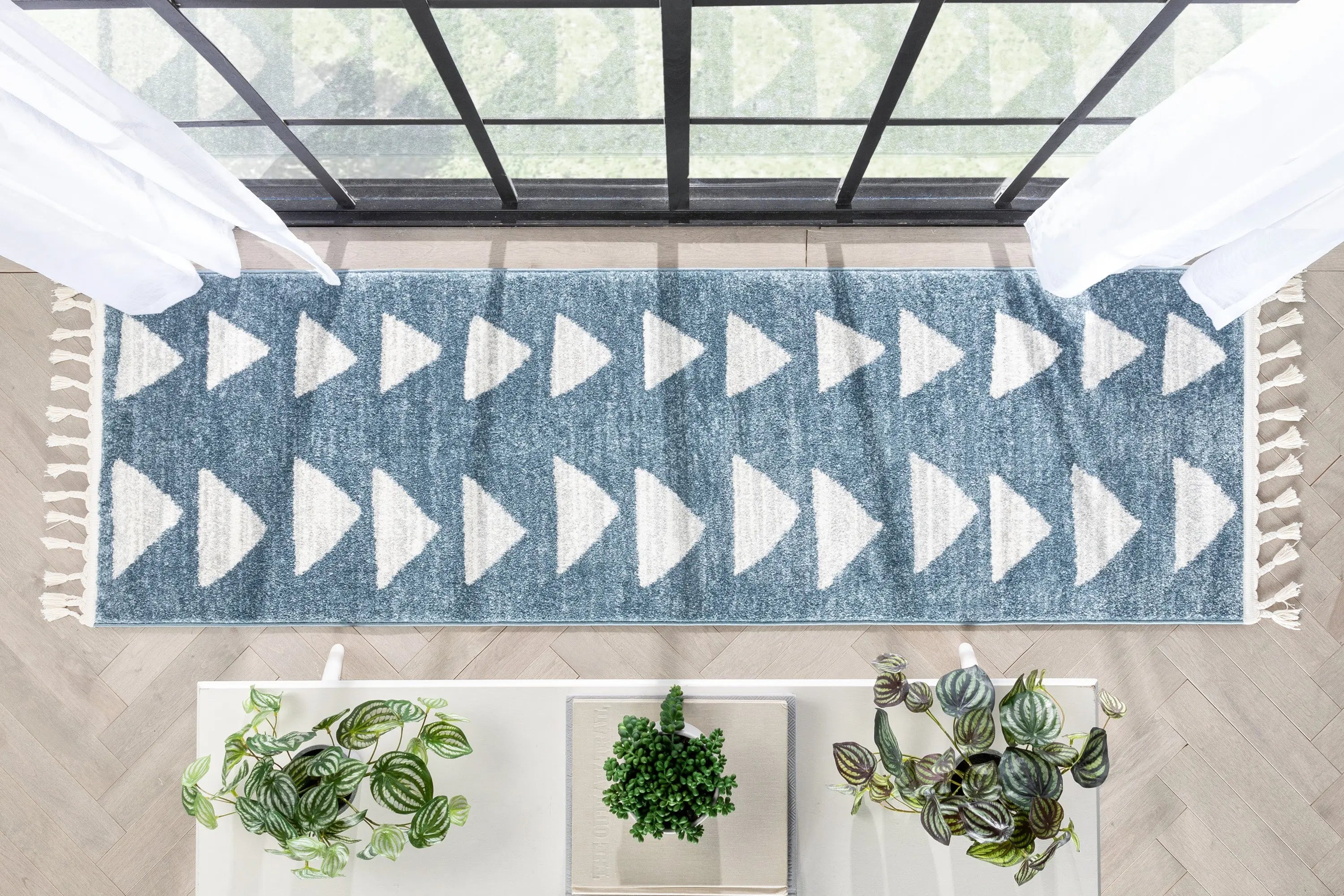 Triangles Modern Geometric Pattern Blue Kids Rug、mySite、gigharbornorthrealestate
