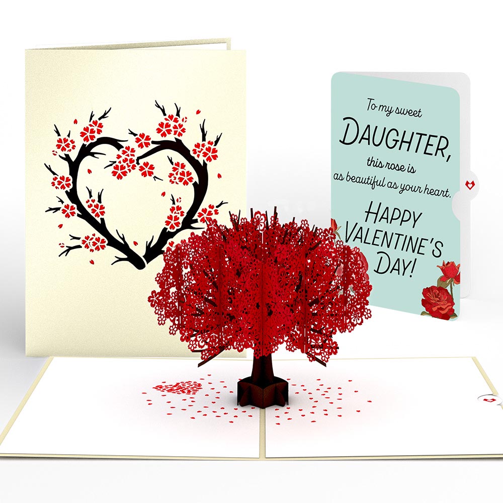 Red Sakura Tree Valentine Pop-Up Card and Sentiment Set for Daughter、mySite、solidvoid