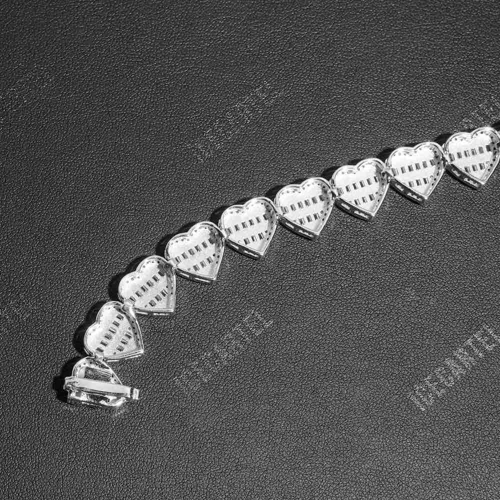 Iced Out Baguette Heart Tennis Bracelet 14K Gold - 13MM、mySite、hinf8tx79