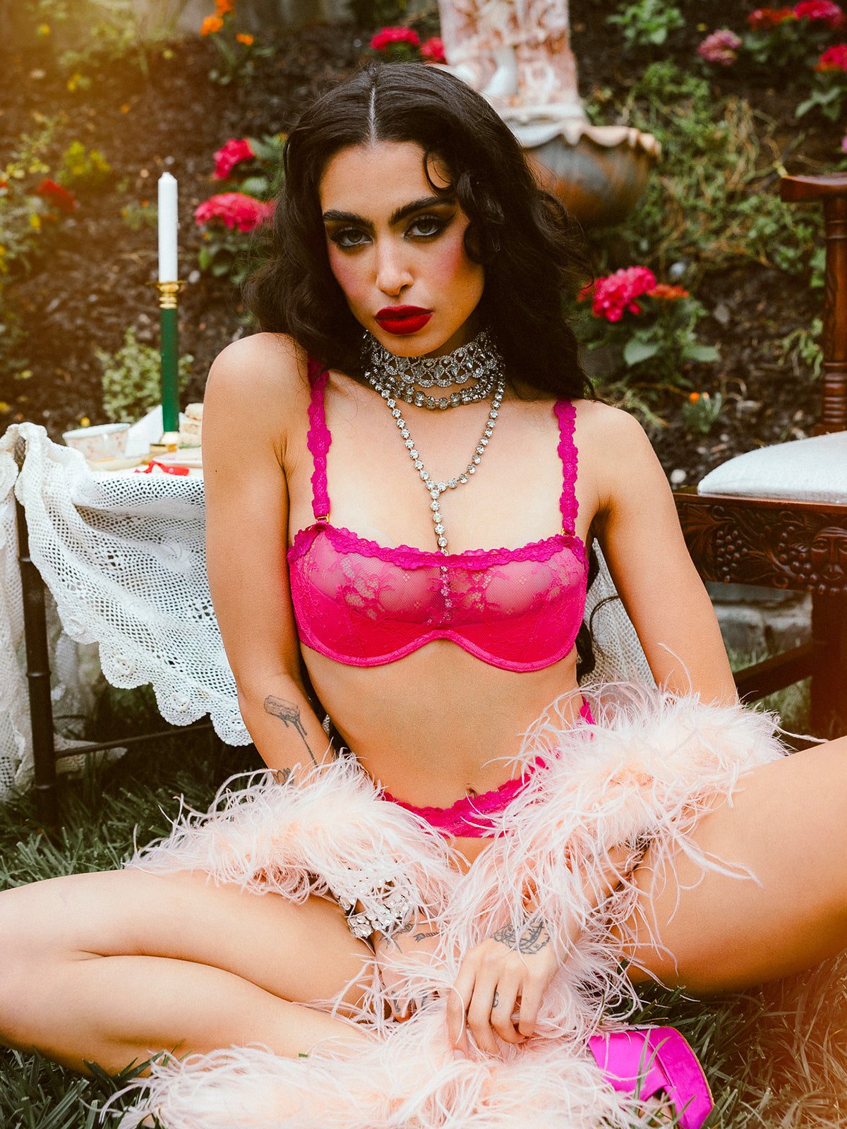 Pia Lace Push Up Half Cup Bandeau Bra、mySite、bengalsvssteelers