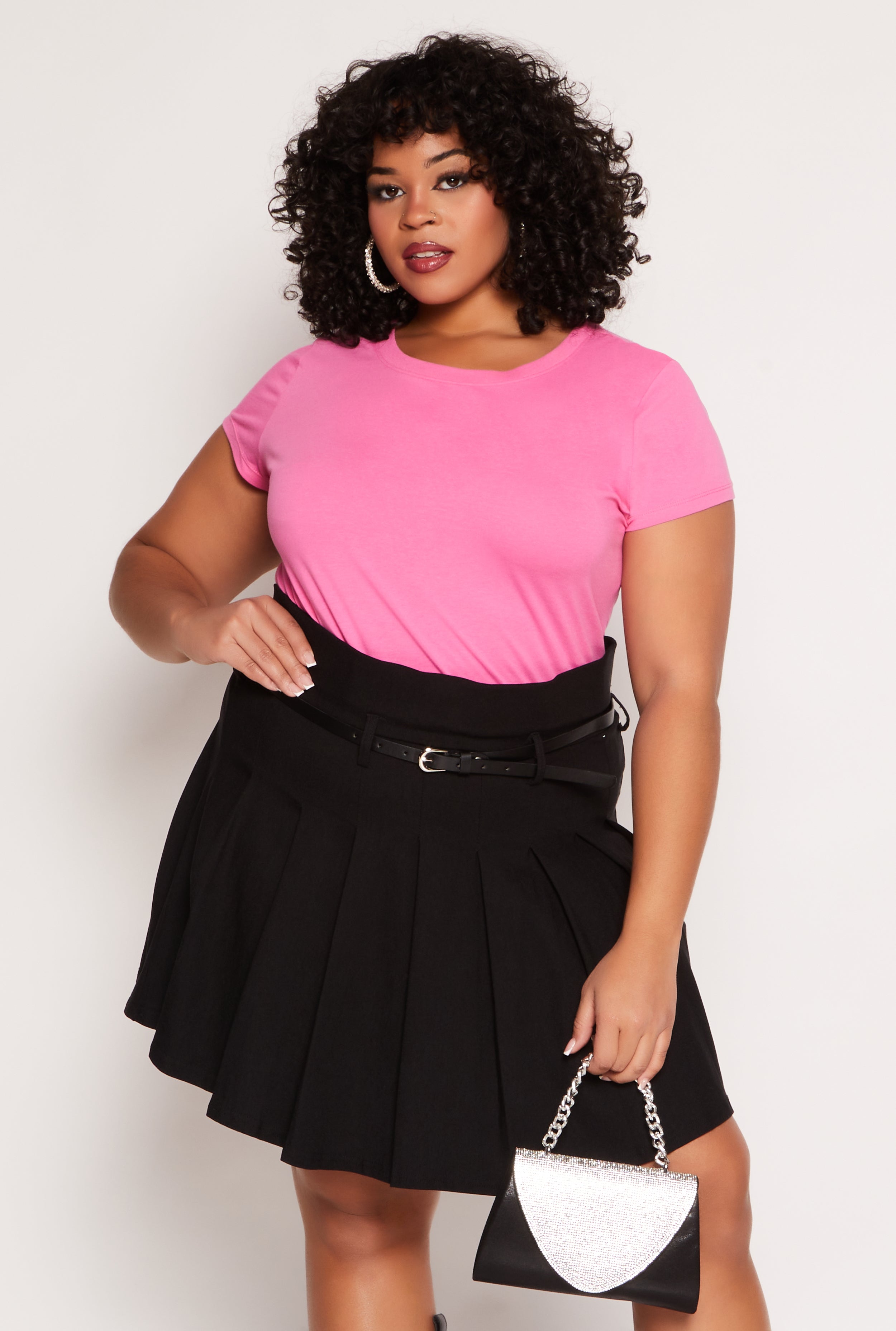 Plus Size Basic Short Sleeve Crew Neck Tee、mySite、camillekostekn