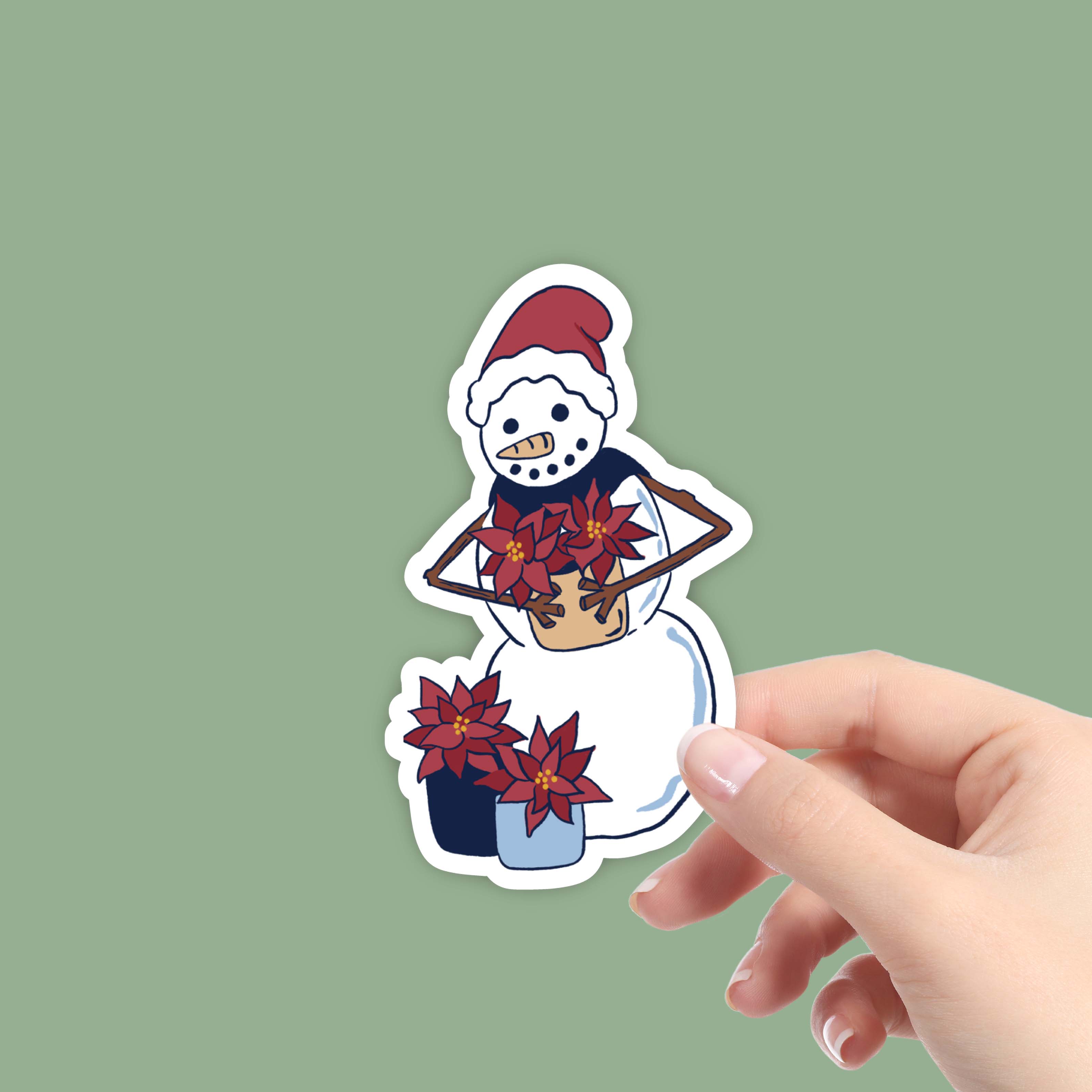  Cute Snowman With Flowers Winter Sticker、mySite、ghnorth