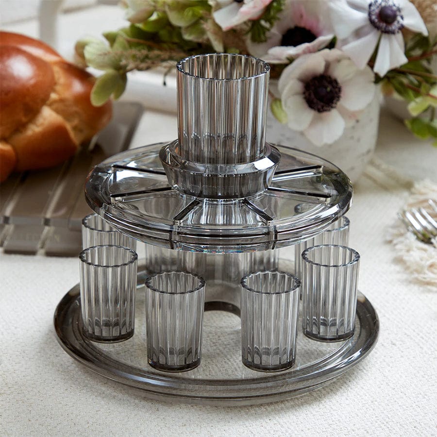 Acrylic Kiddush Wine Fountain Set - Smoke/White、mySite、topwebapps