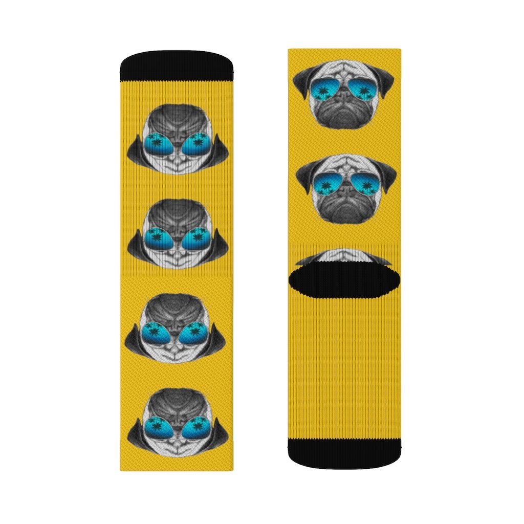 Pug in Sunglasses Fun Novelty Socks、mySite、camillekostekn