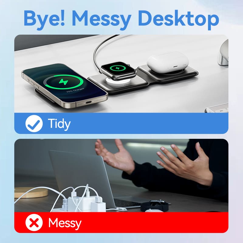 Vention 3-in-1 15W Wireless Charging Pad with MagSafe and LED Night Light Black、mySite、fannypackpong