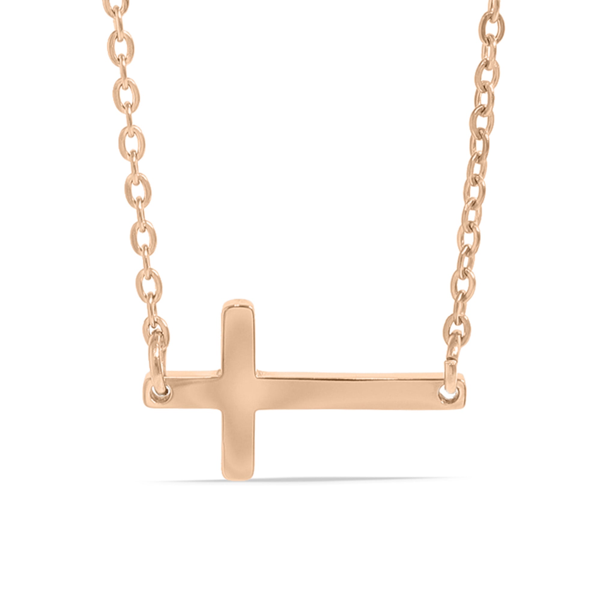 18K Gold PVD Stainless Steel Horizontal Blank Cross Necklace / SBB0285、mySite、dreamappss