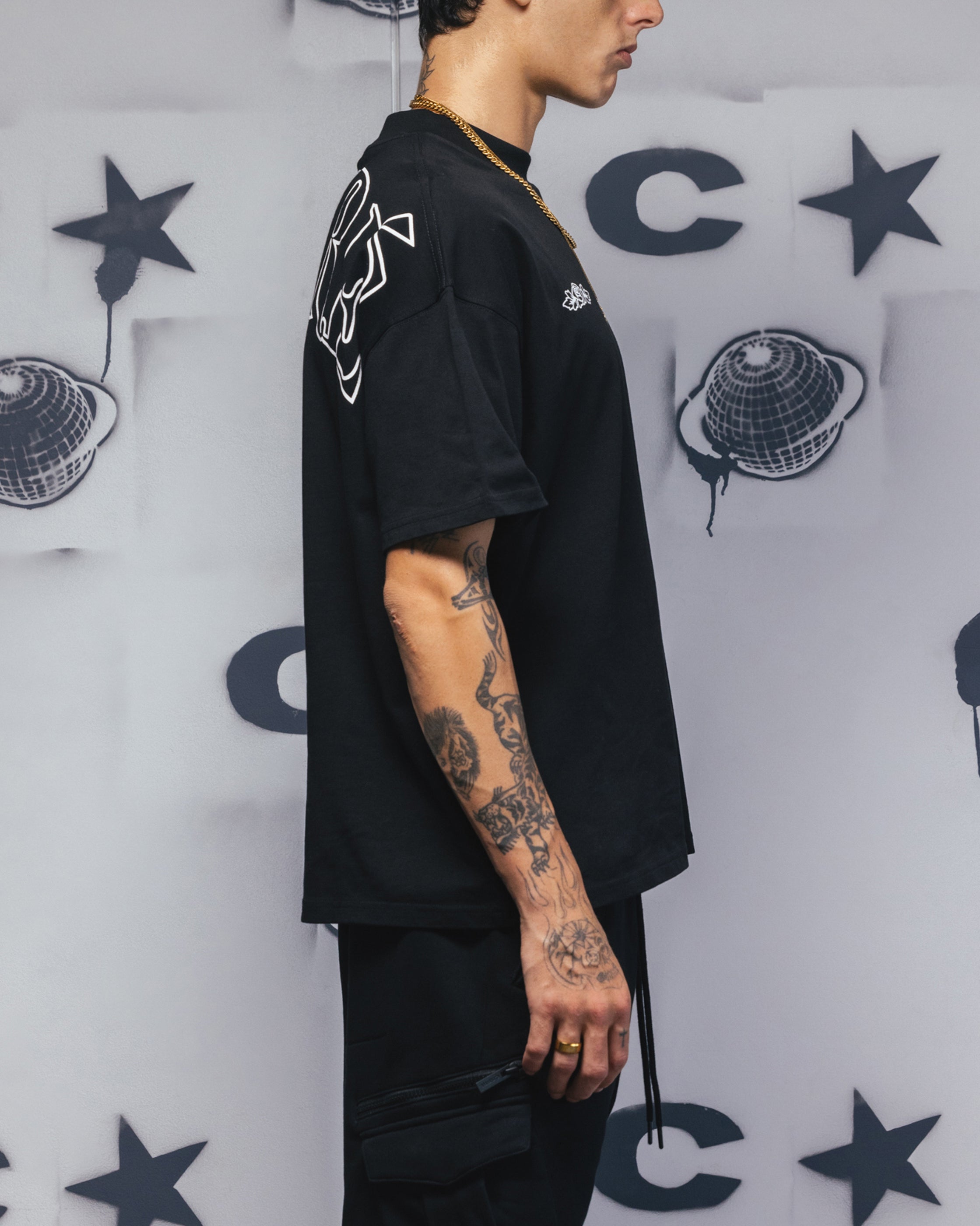 Carre Bloom T-Shirt Black、mySite、zt4zffjzw