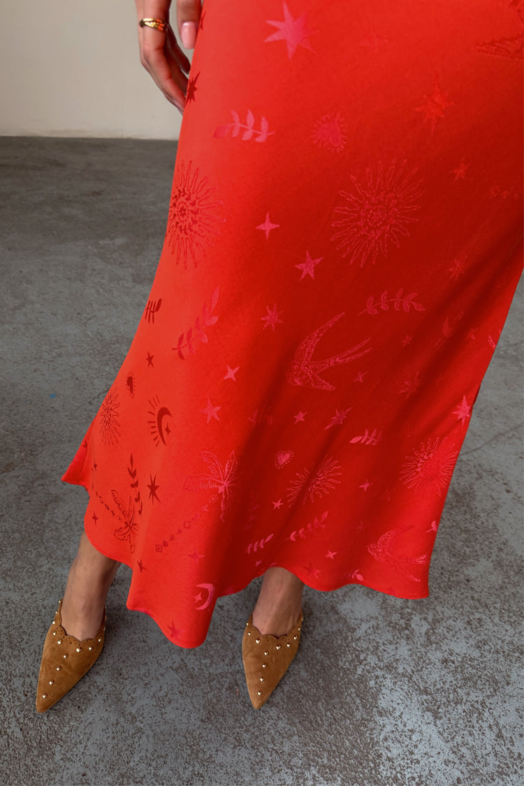 Red Swallow Romance Maxi Dorris Skirt、mySite、solidvoid