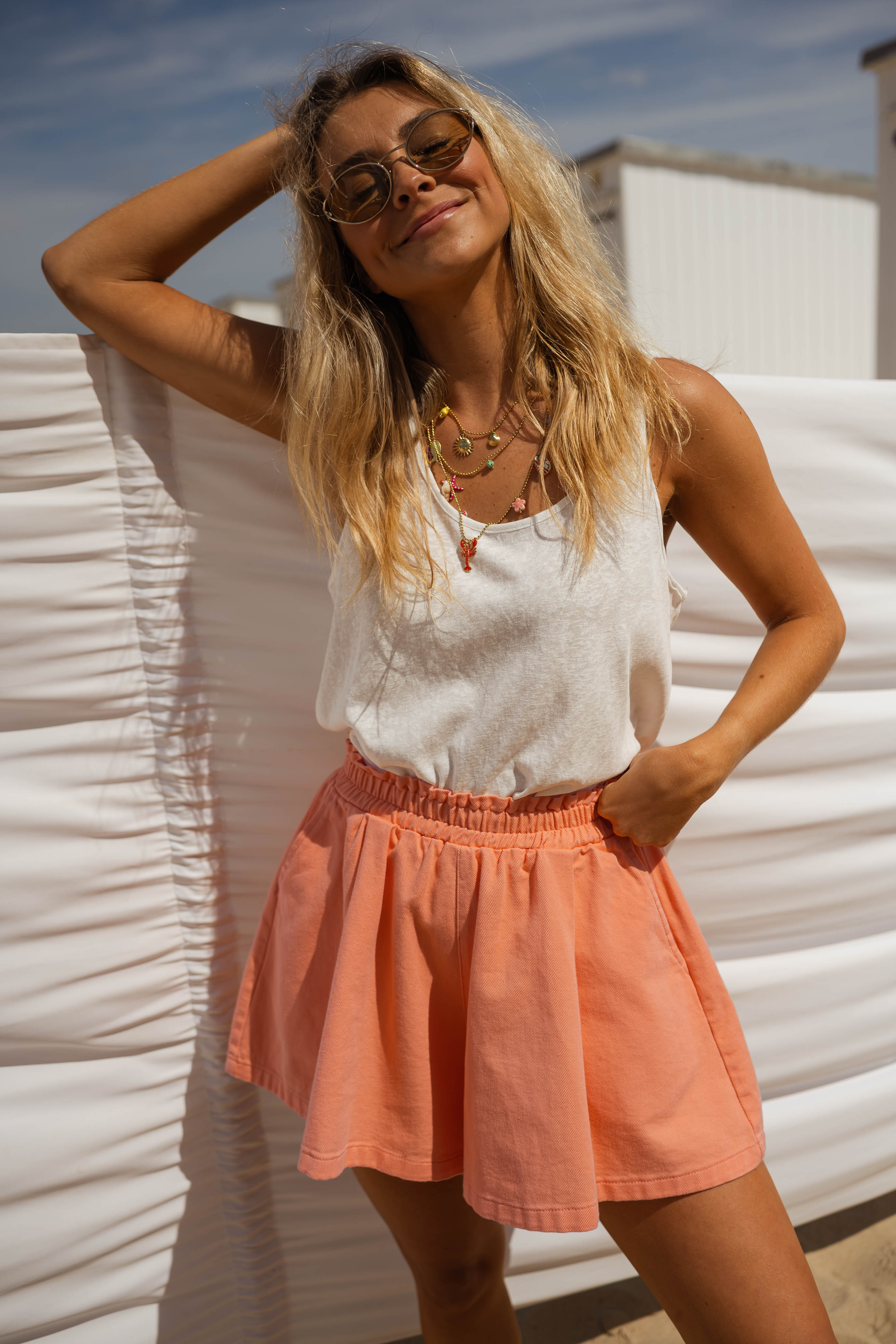 White pleated skirt