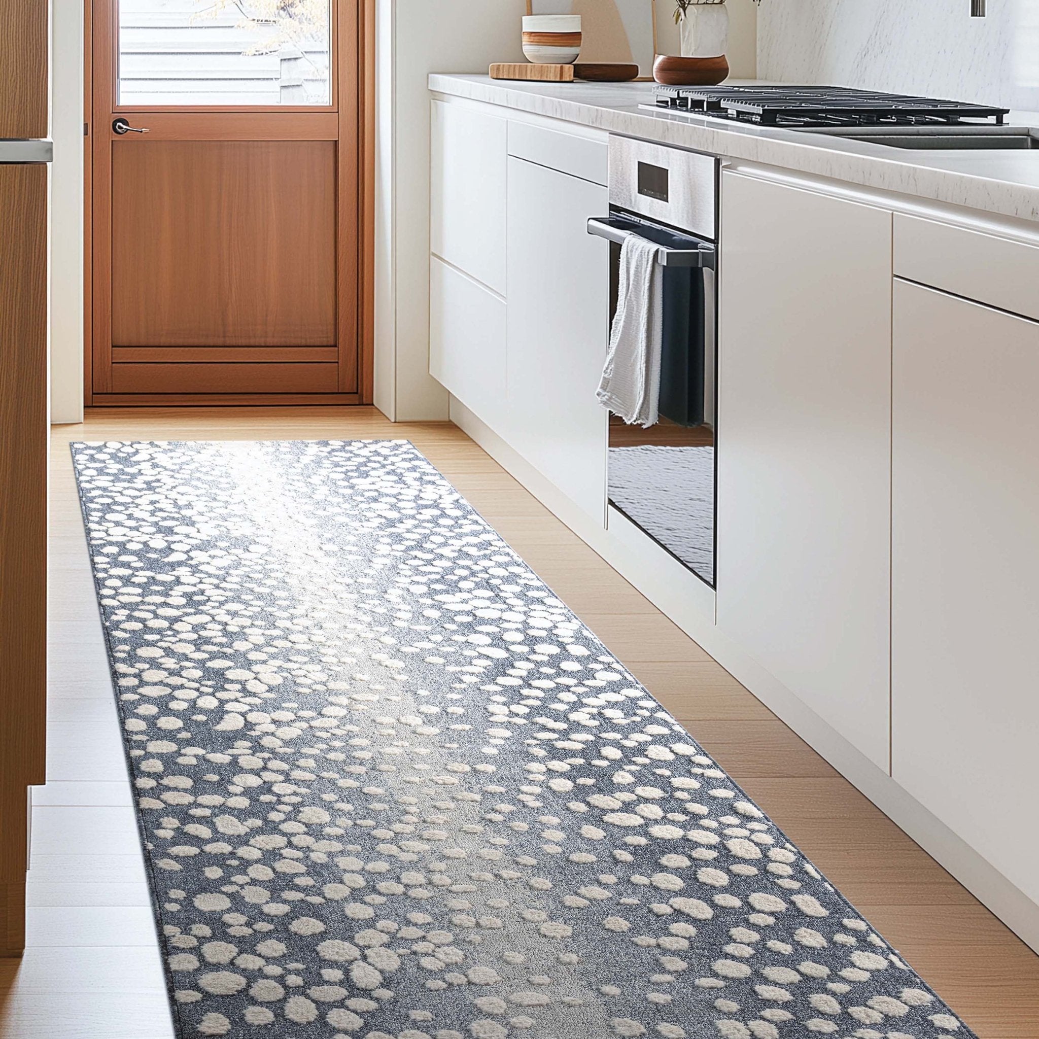 Custom Size Runner Petra Modern Blue Choose Your Width x Choose Your Length Hallway & Stair Runner Rug、mySite、gigharbornorthrealestate