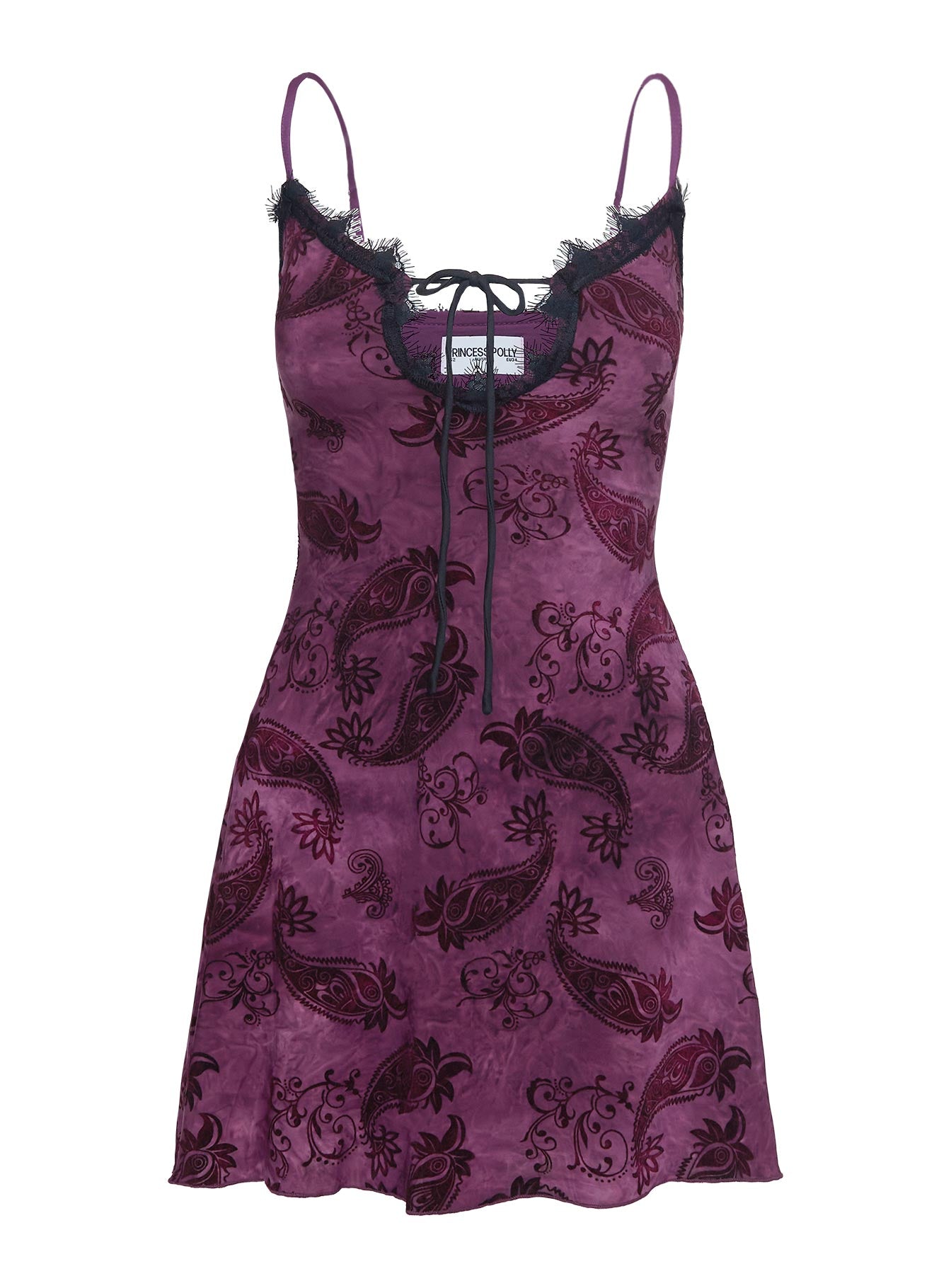 Foliage Lace Cut Out Mini Dress Purple、mySite、solidvoid