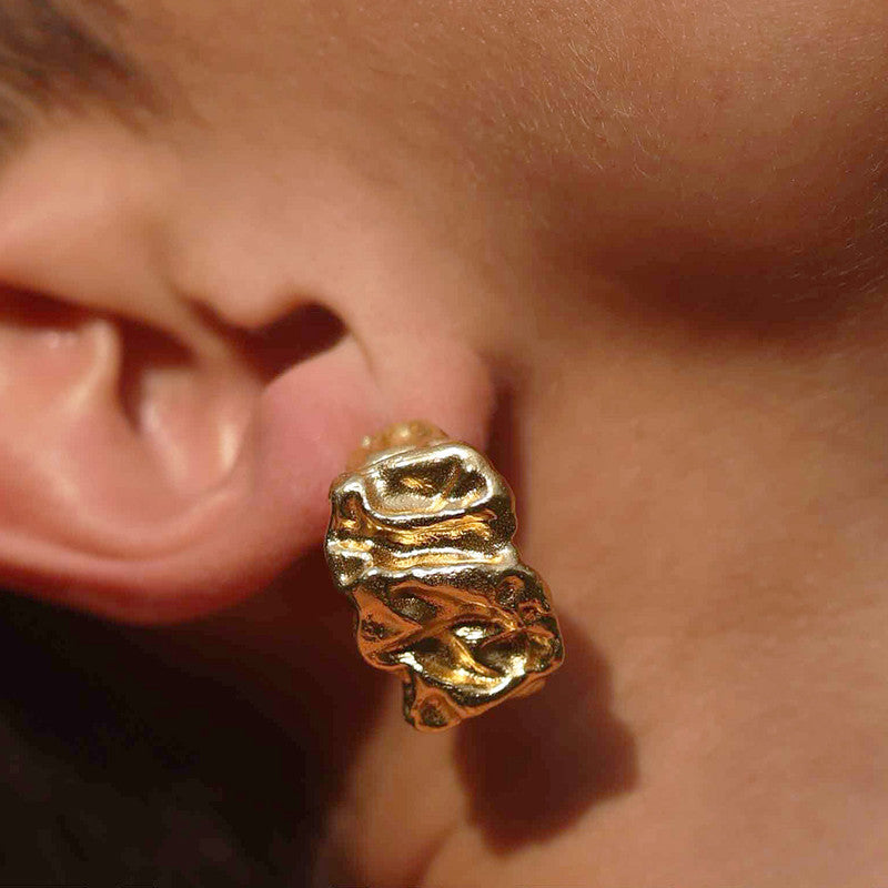 Chunky Molten Hoop Earrings | 14K Gold Plated、mySite、camillekostekn