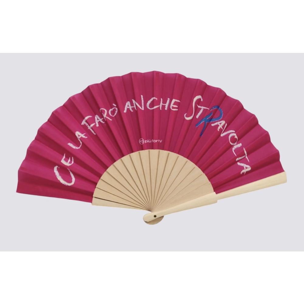 PIU' FORTY - Folding Fan Bamboo Ribd Wth Fabric Printing Ce La Faro' Anche Stravolta 21Cm Long、mySite、fannypackpong