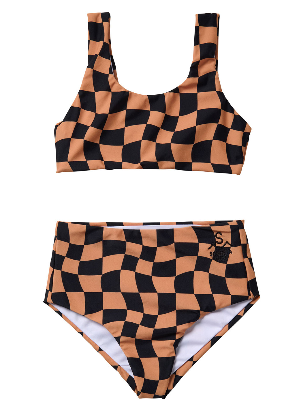 Seaesta Surf Girls' Print Wavy Check Two Piece Bikini Set (Toddler, Little Kid, Big Kid)、mySite、noshort